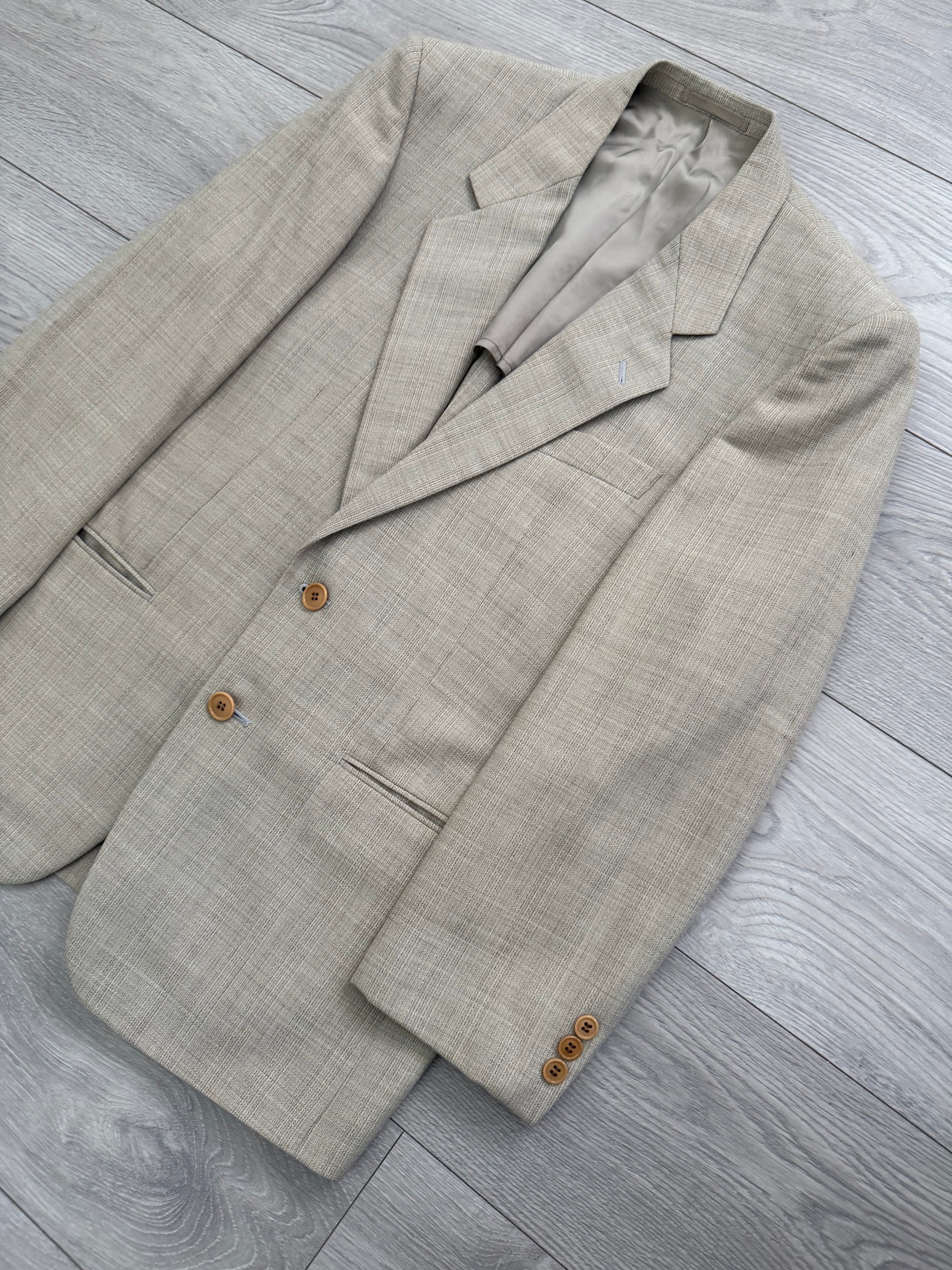 Paul Smith 1990s 2B Wool Silk Ecru Pleated Suit - Size S Jacket / 31" Waist