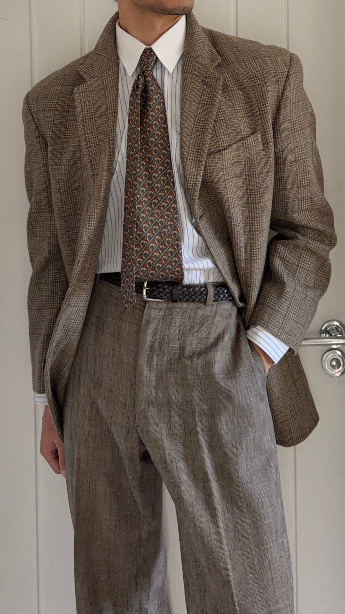 Emporio Armani 1990s 3B Wool Linen Textured Sport Jacket Blazer - Size M