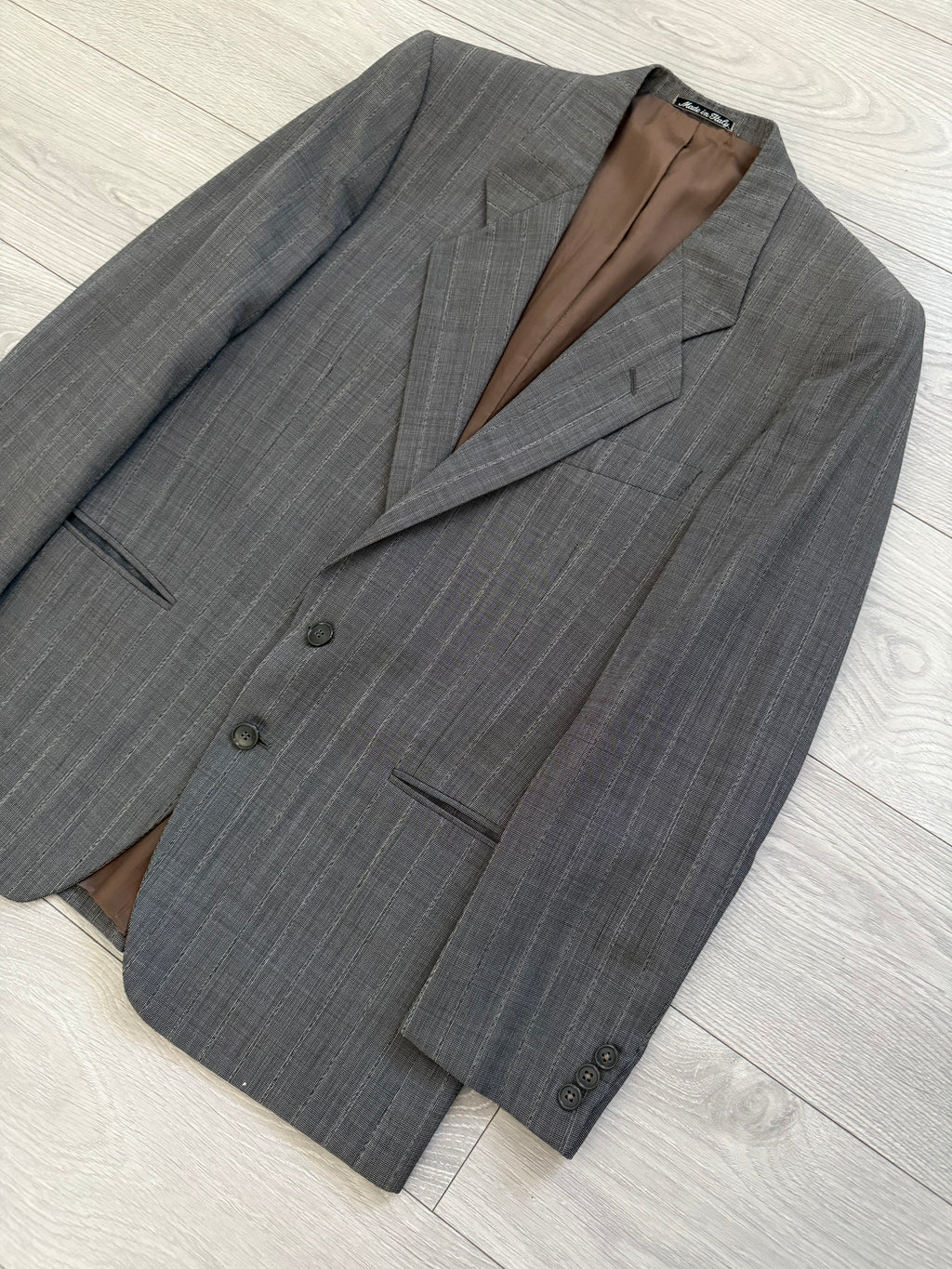 Giorgio Armani Mani 1980s 2B Textured Wool Grey Pleated Suit - Size M Jacket / 32" Waist