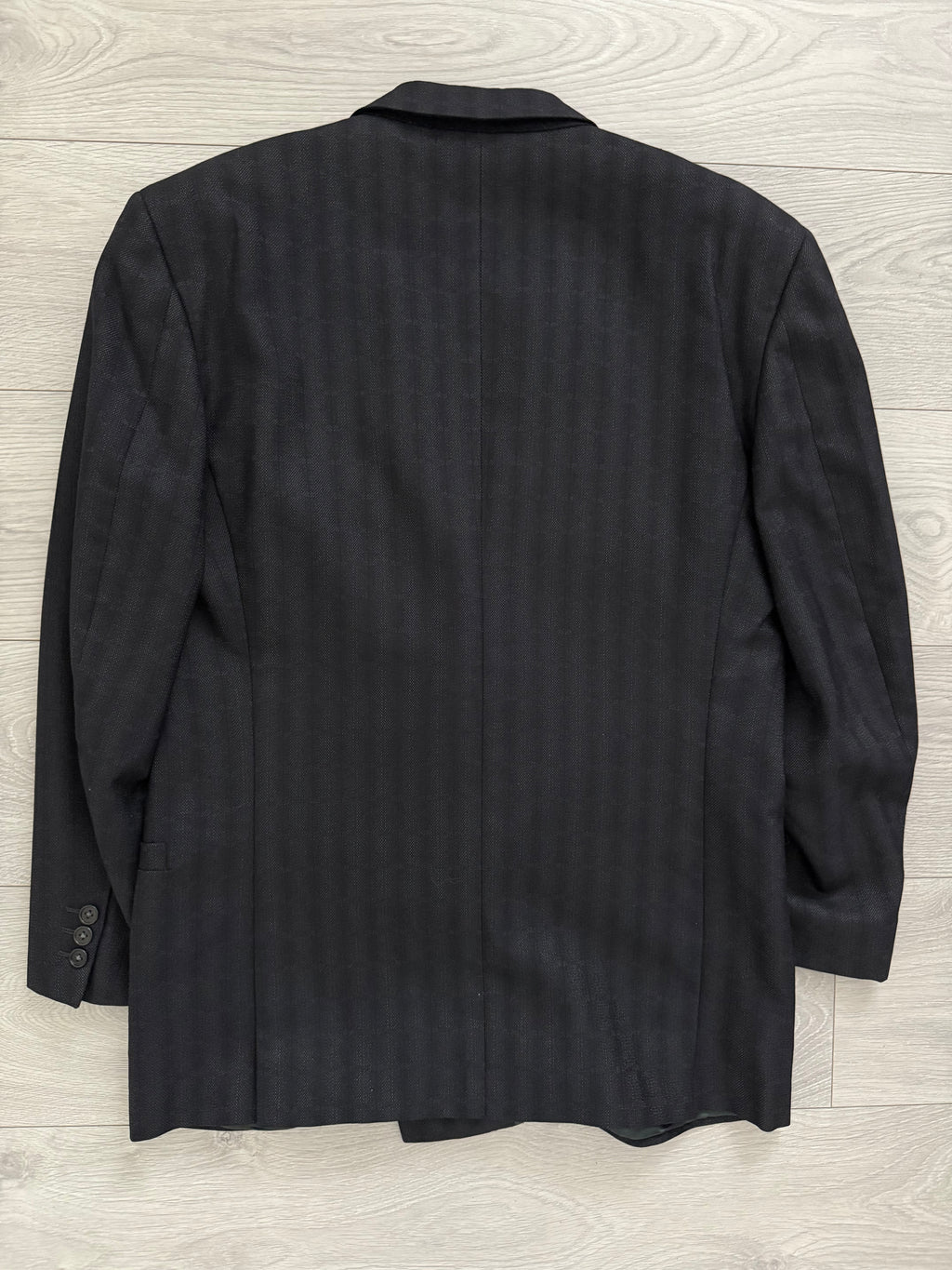 Versace 1980s Notch Lapel Double Breasted Triple Pleat Textured Black Wool Suit - Size M Jacket / 32" Waist