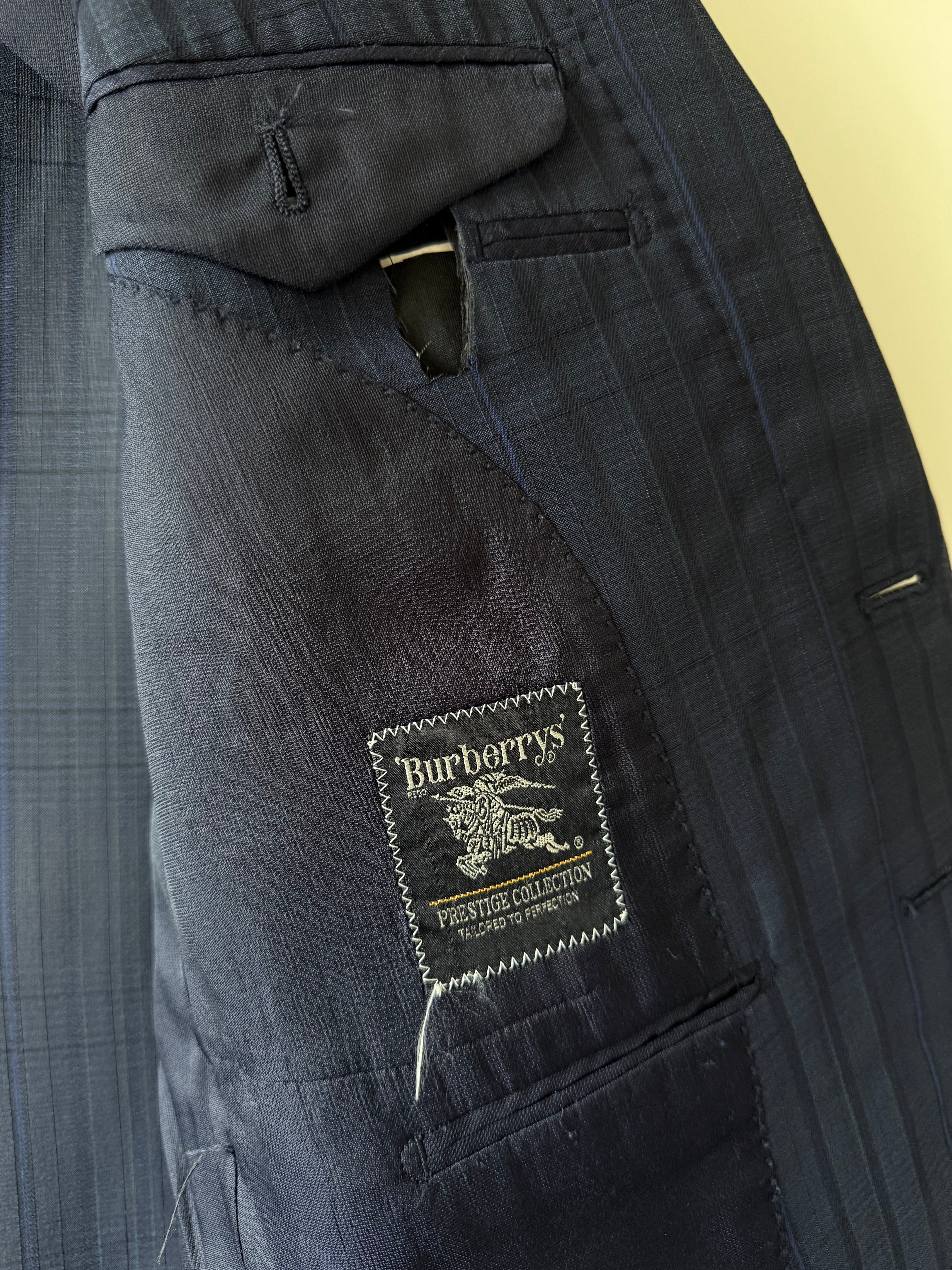 Burberry 1990s 2B Wool Blue Lightweight Partially Lined Sports Jacket Blazer - Size XS