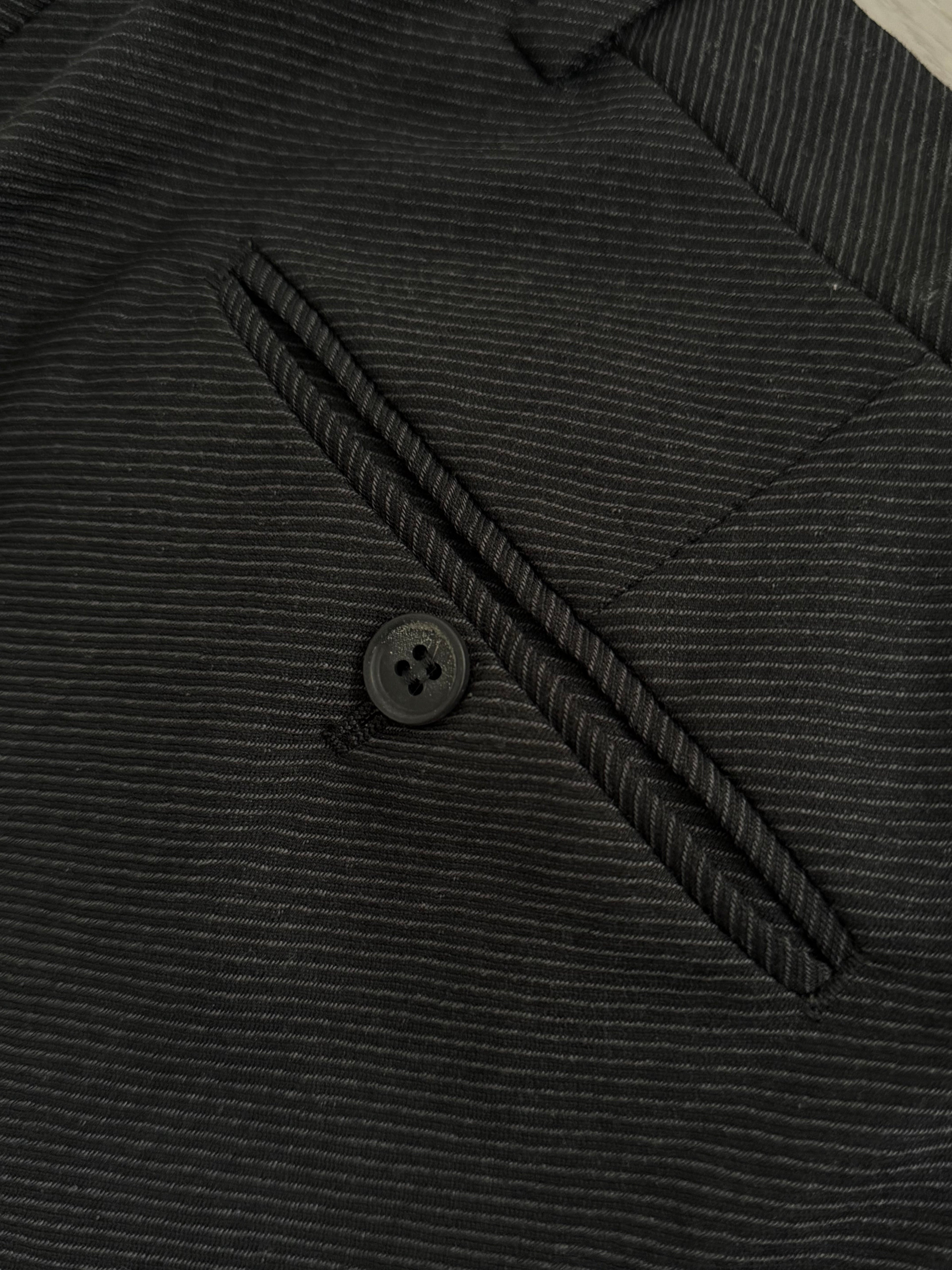 Giorgio Armani 1980s Double Breasted Pleated Wool Suit Charcoal Grey New - Size L Jacket / 32" Waist