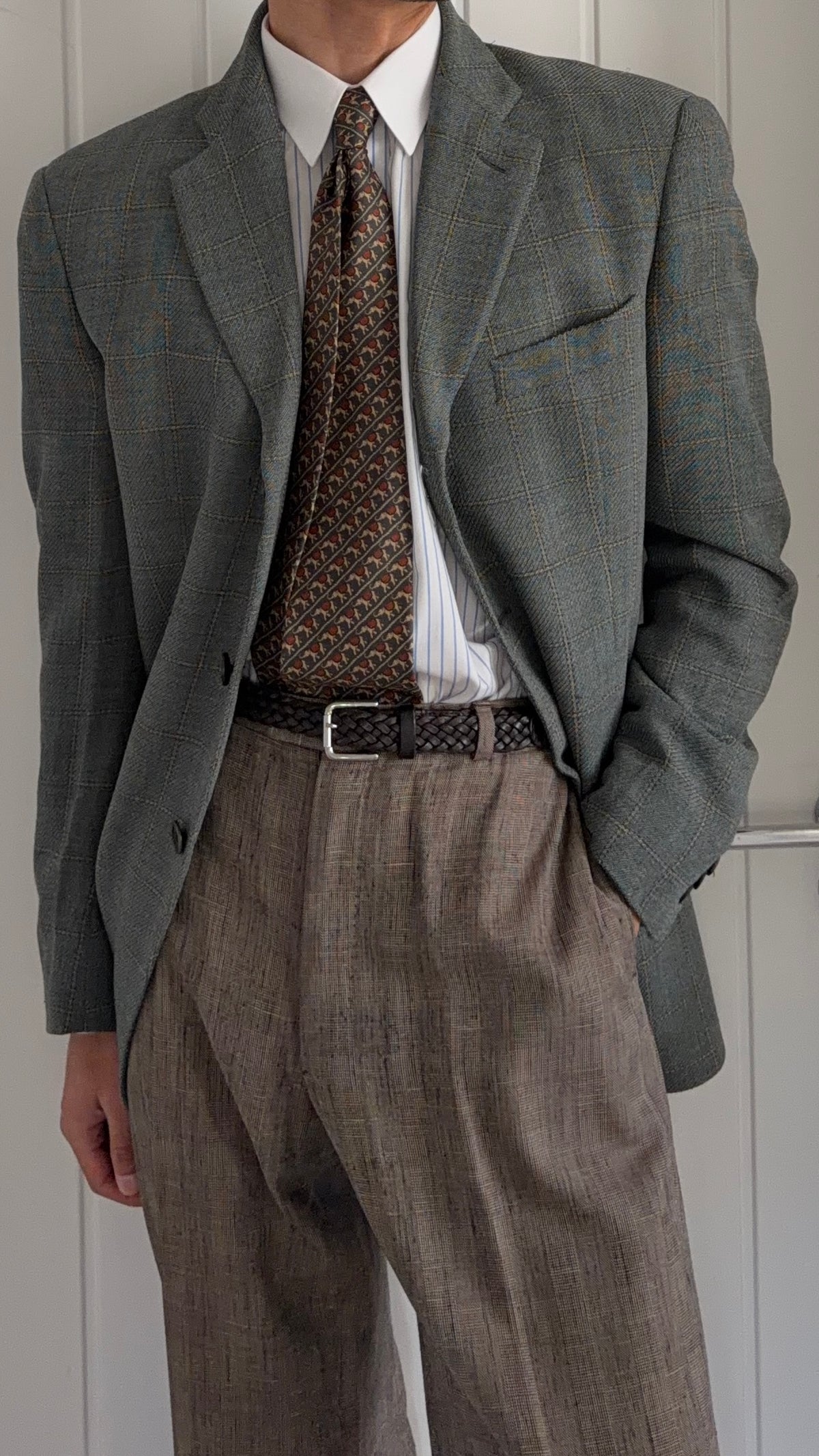 Giorgio Armani 1980s 3B Wool Textured Sport Jacket Blazer - Size M