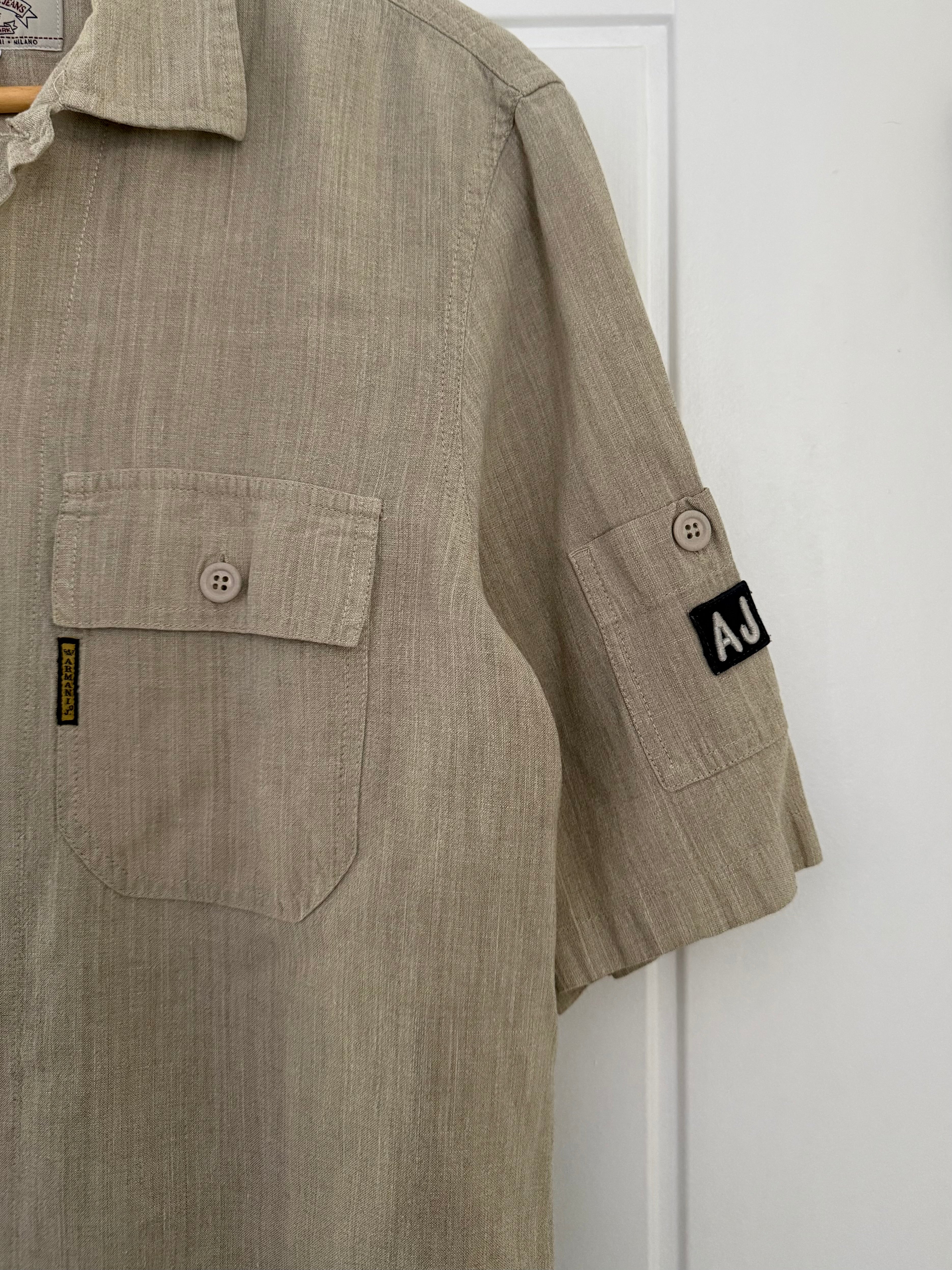 Giorgio Armani Jeans 1990s Linen Blend Draped Shirt - Size M