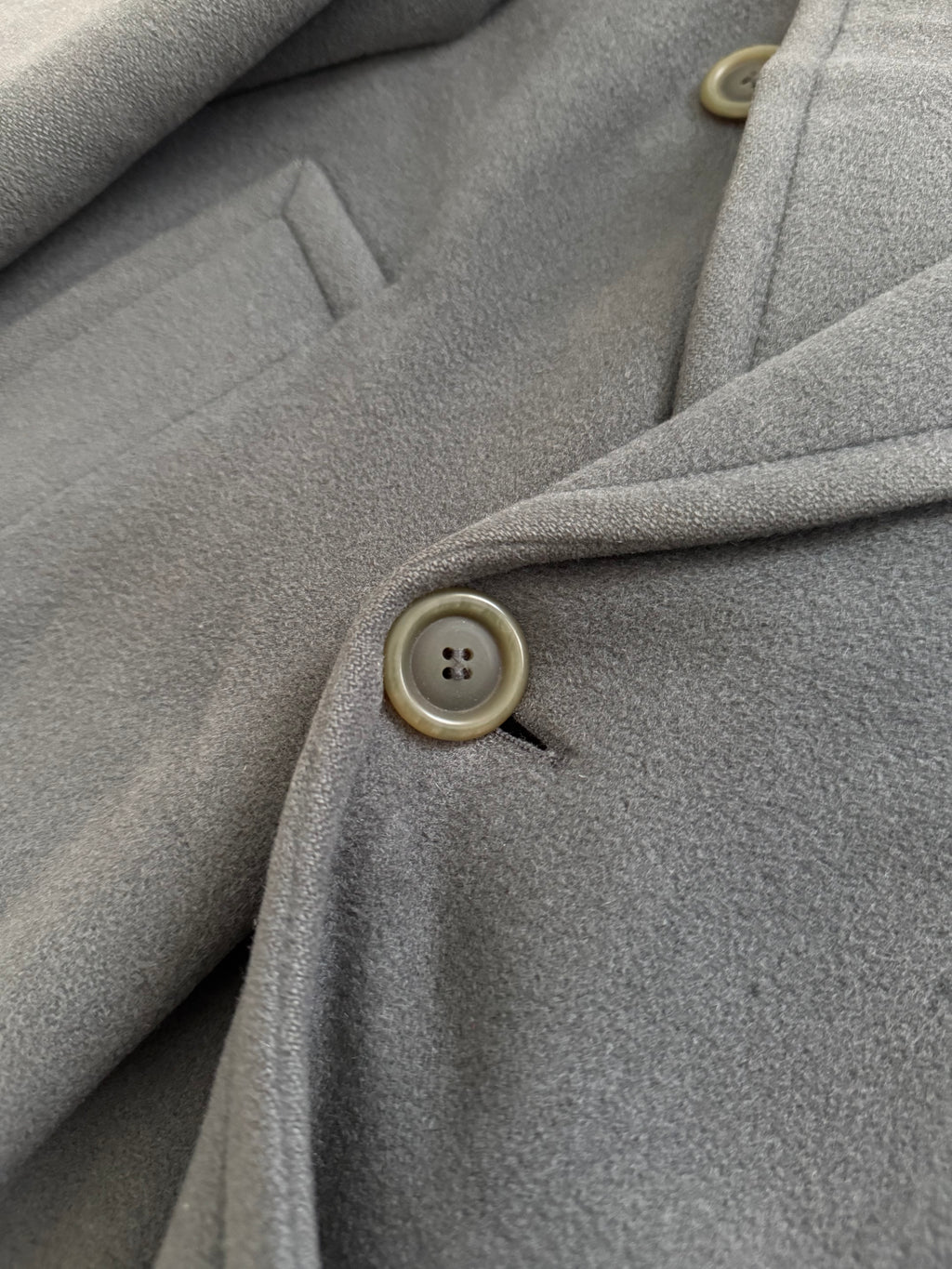 Hugo Boss 1980s 'Yamaha' Peaked Lapel Double-Breasted Wool Coat Grey - Size M