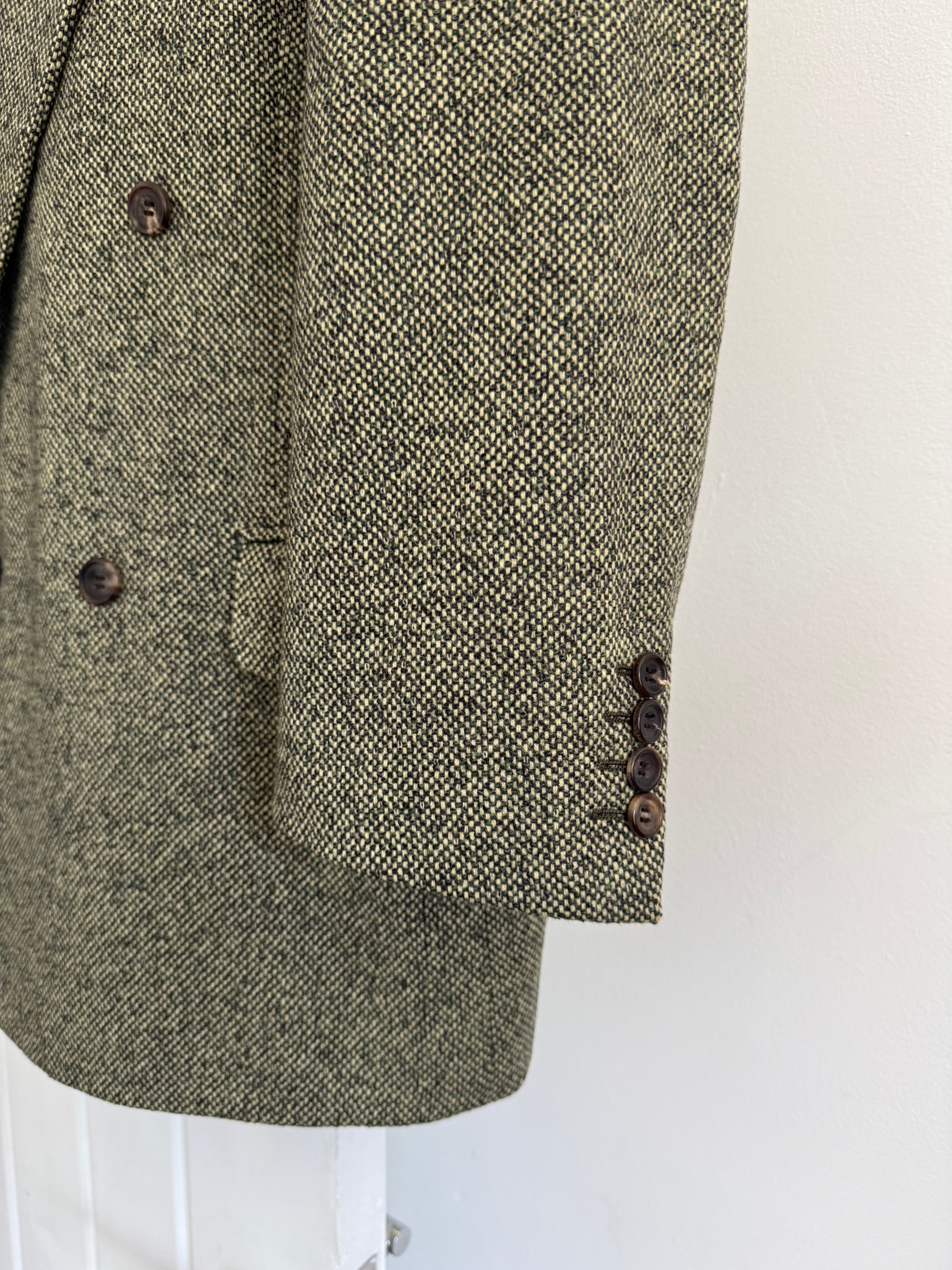 Dior 1980s Peaked Lapel Double Breasted Textured Wool Sports Blazer Jacket - Size S
