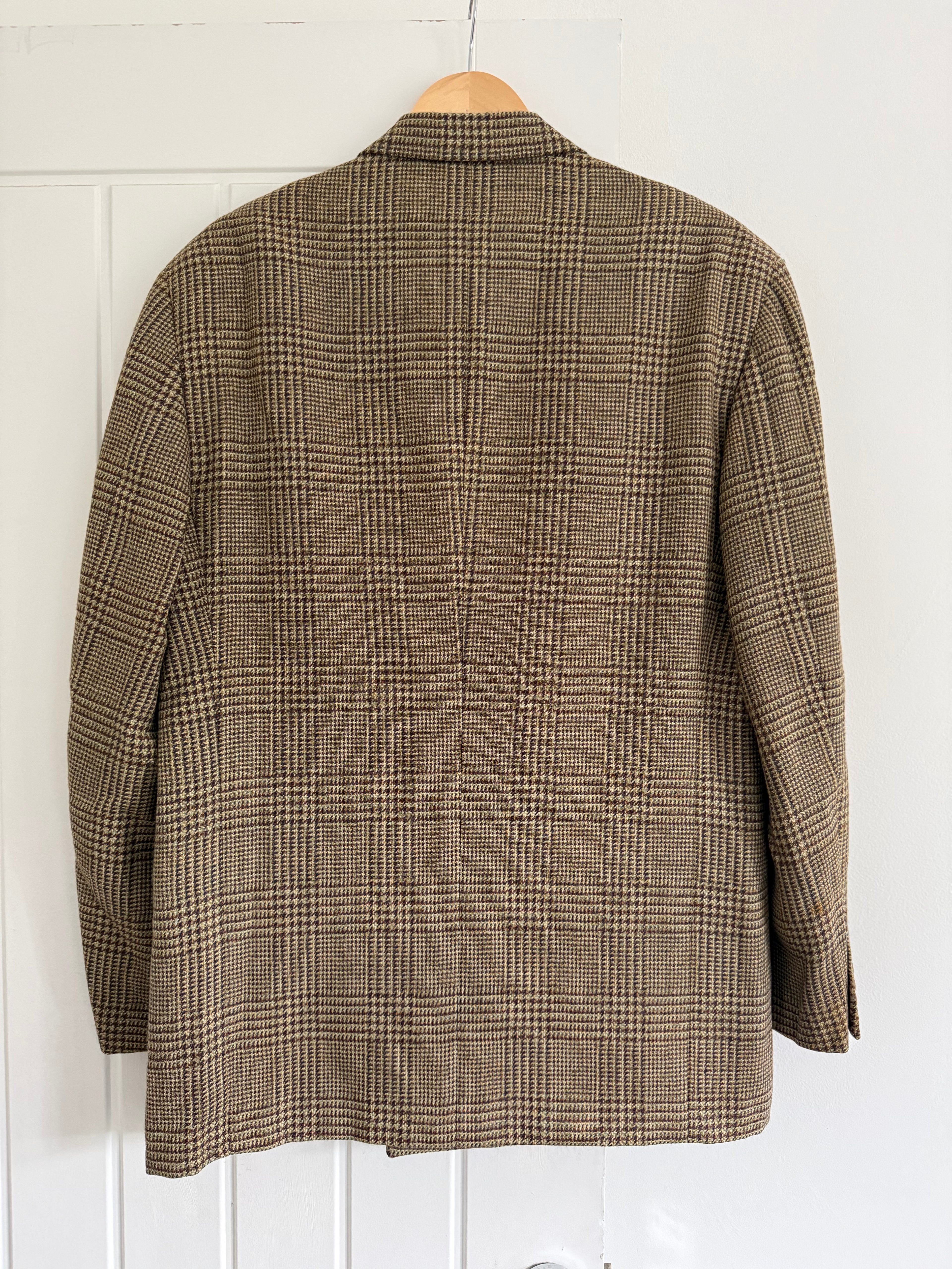 Valentino 1980s Peaked Lapel Double Breasted Textured Wool Sports Blazer Jacket - Size L