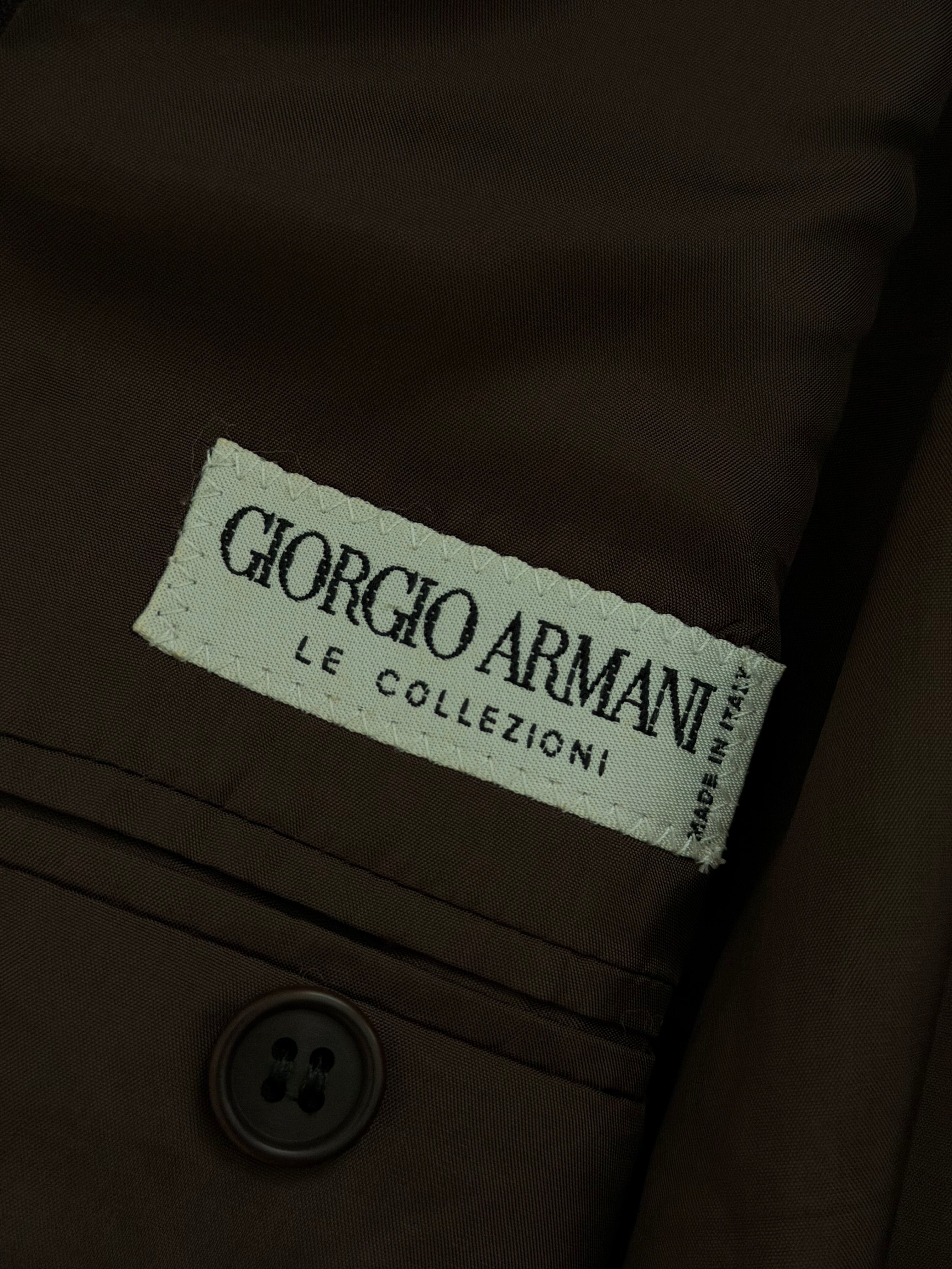 Giorgio Armani 1980s 3B Brown Double-Pleated Wool Suit - Size XL Jacket / 32" Waist