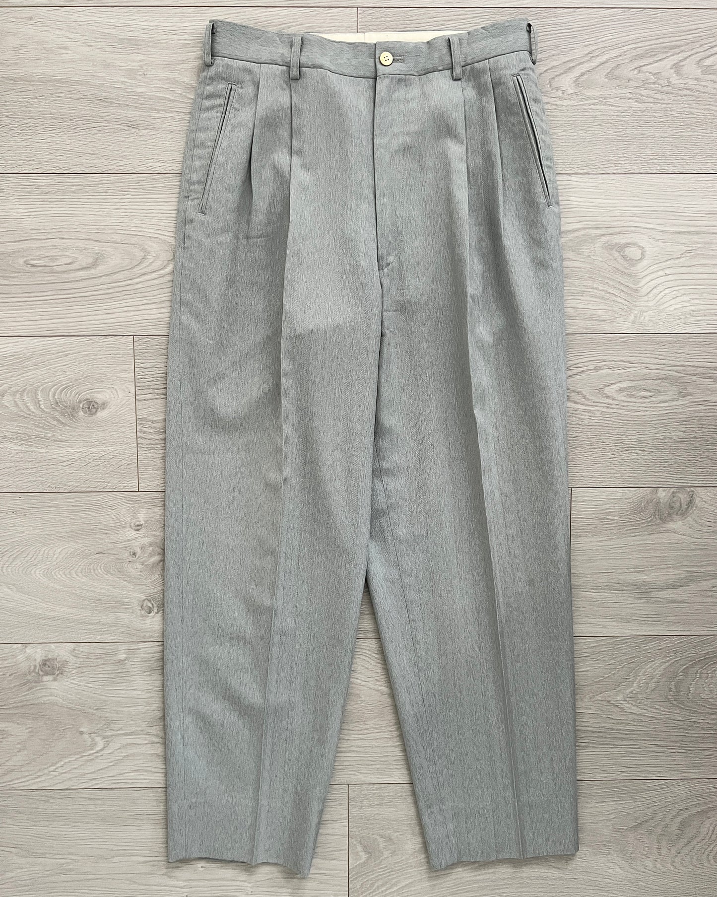 Comme Des Garcons Homme SS1991 Wool Pleated Grey Suit - Size M Jacket / 31 Waist