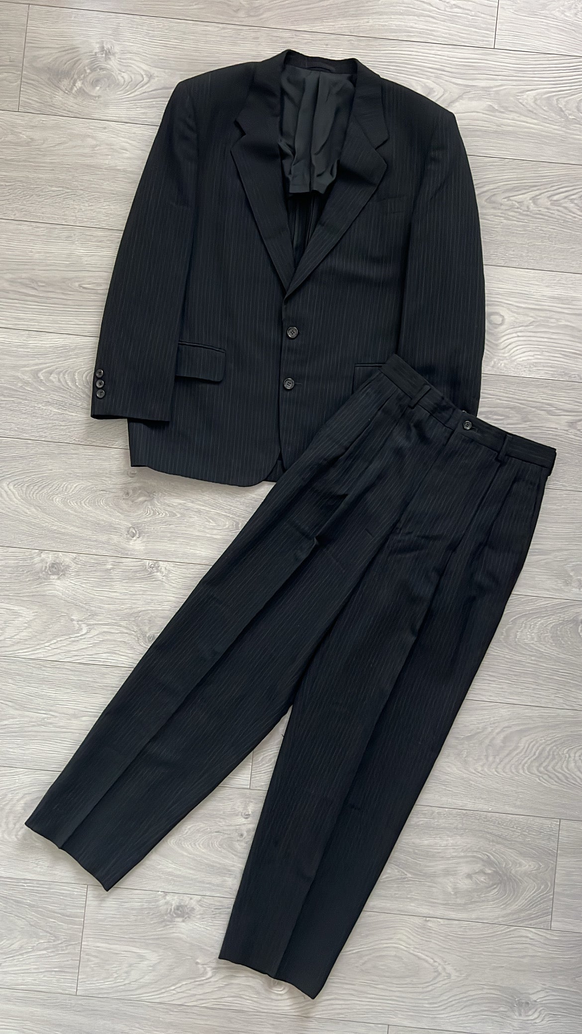 Comme Des Garcons Homme 1997 Double-Pleat Striped Wool Suit - Size S Jacket / 30" Waist