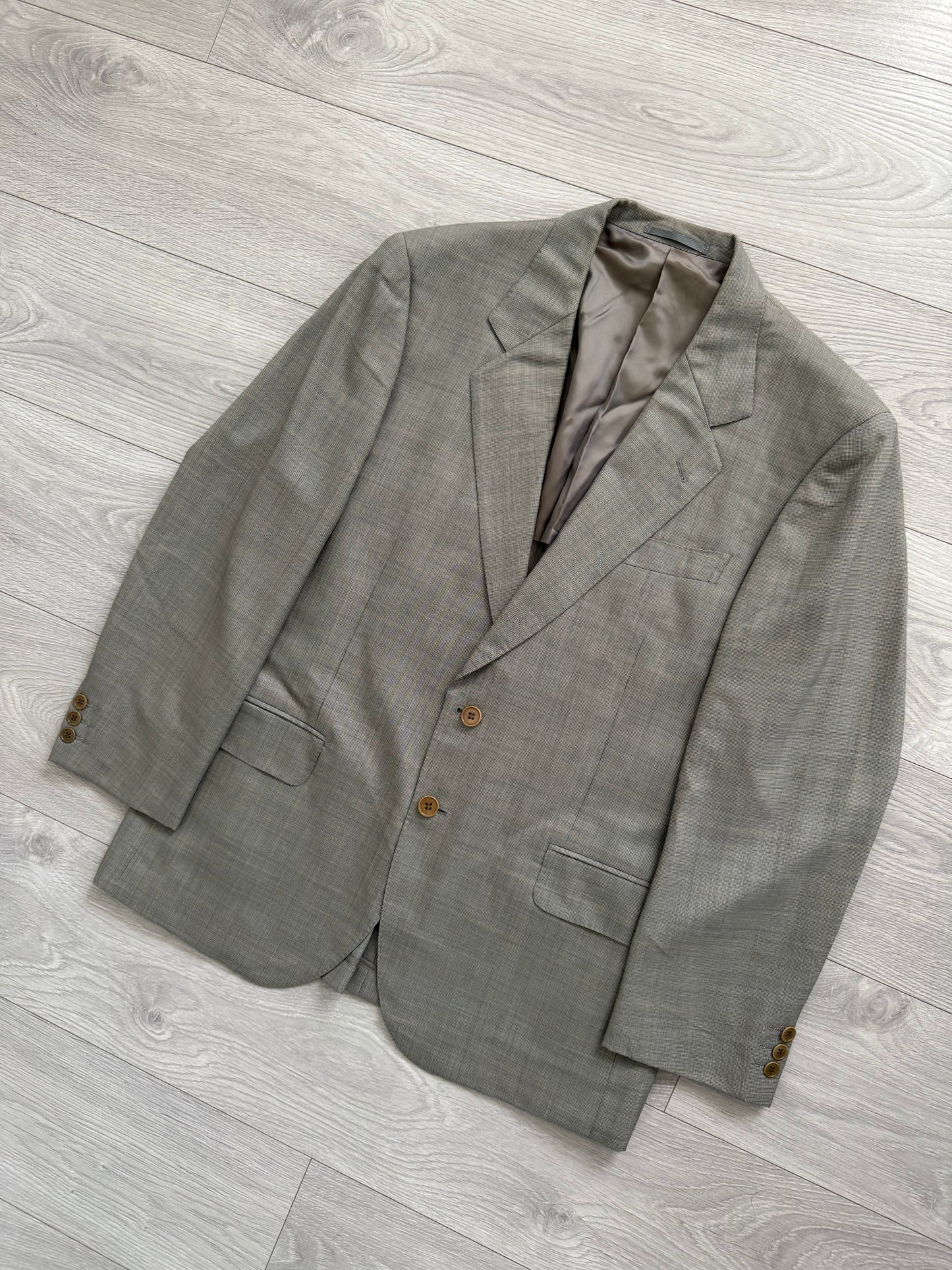 Yves Saint Laurent 1990s Checkered Pleated Wool Suit - Size L Jacket / 34" Waist