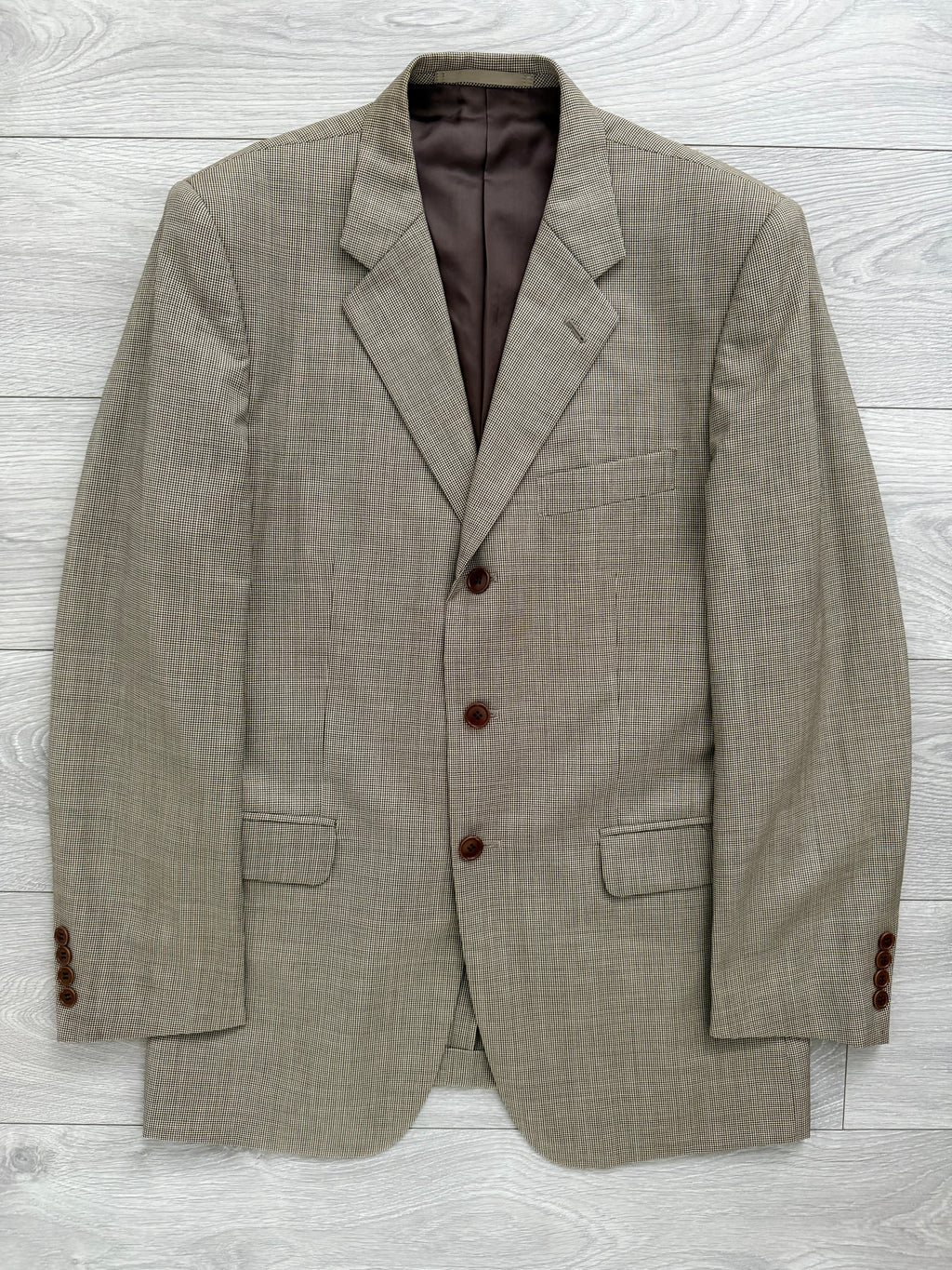 Paul Smith 1990s 3B Double Pleat Micro Houndstooth Marzotto Fabric Wool Suit - Size S Jacket / 30" Waist