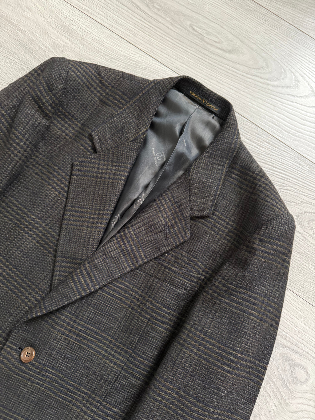 Valentino 1980s 2B Textured Check Wool Sports Jacket Blazer - Size S