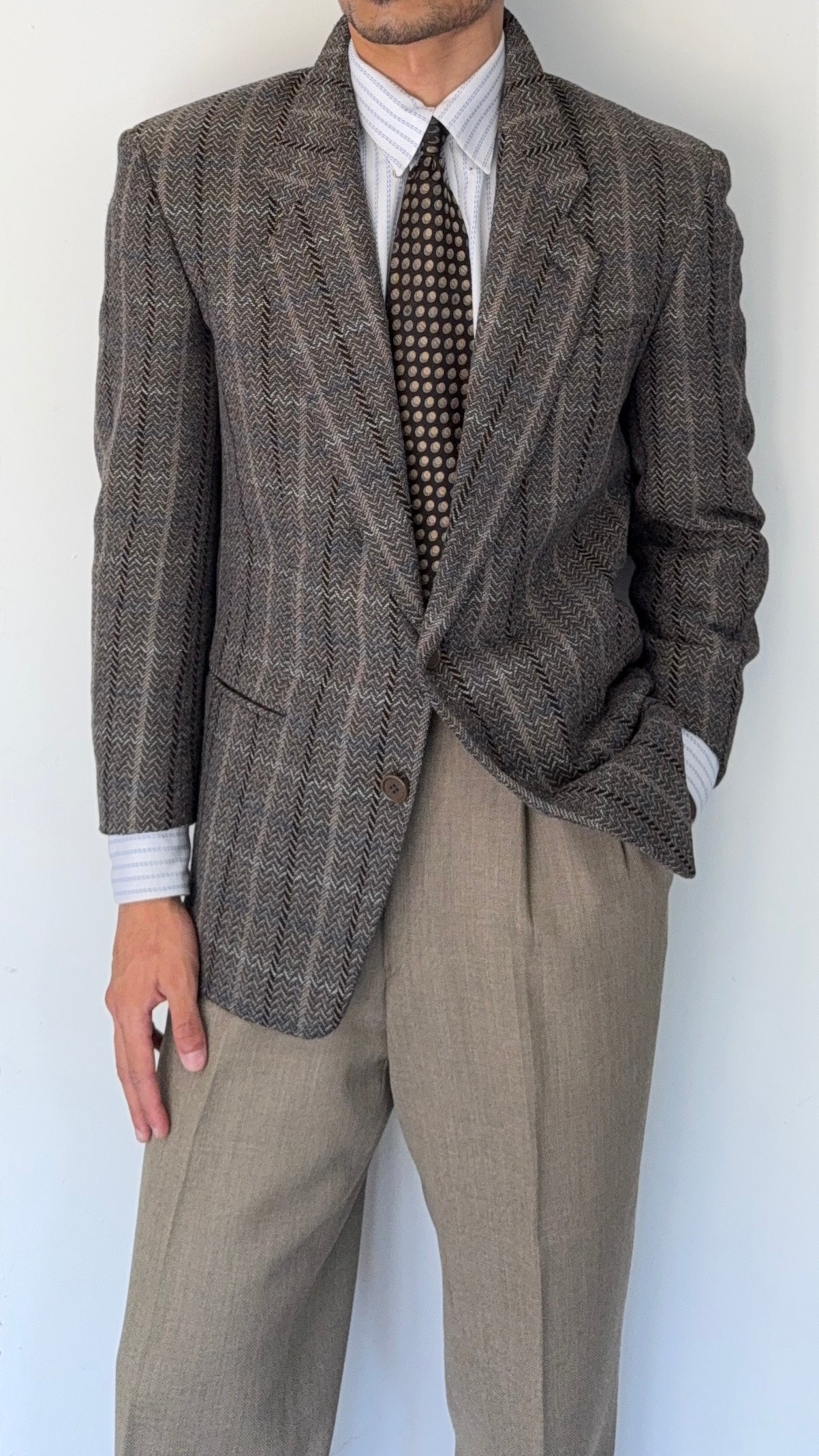 Giorgio Armani Black Label 1990s 2B Textured Sports Jacket Blazer - Size S