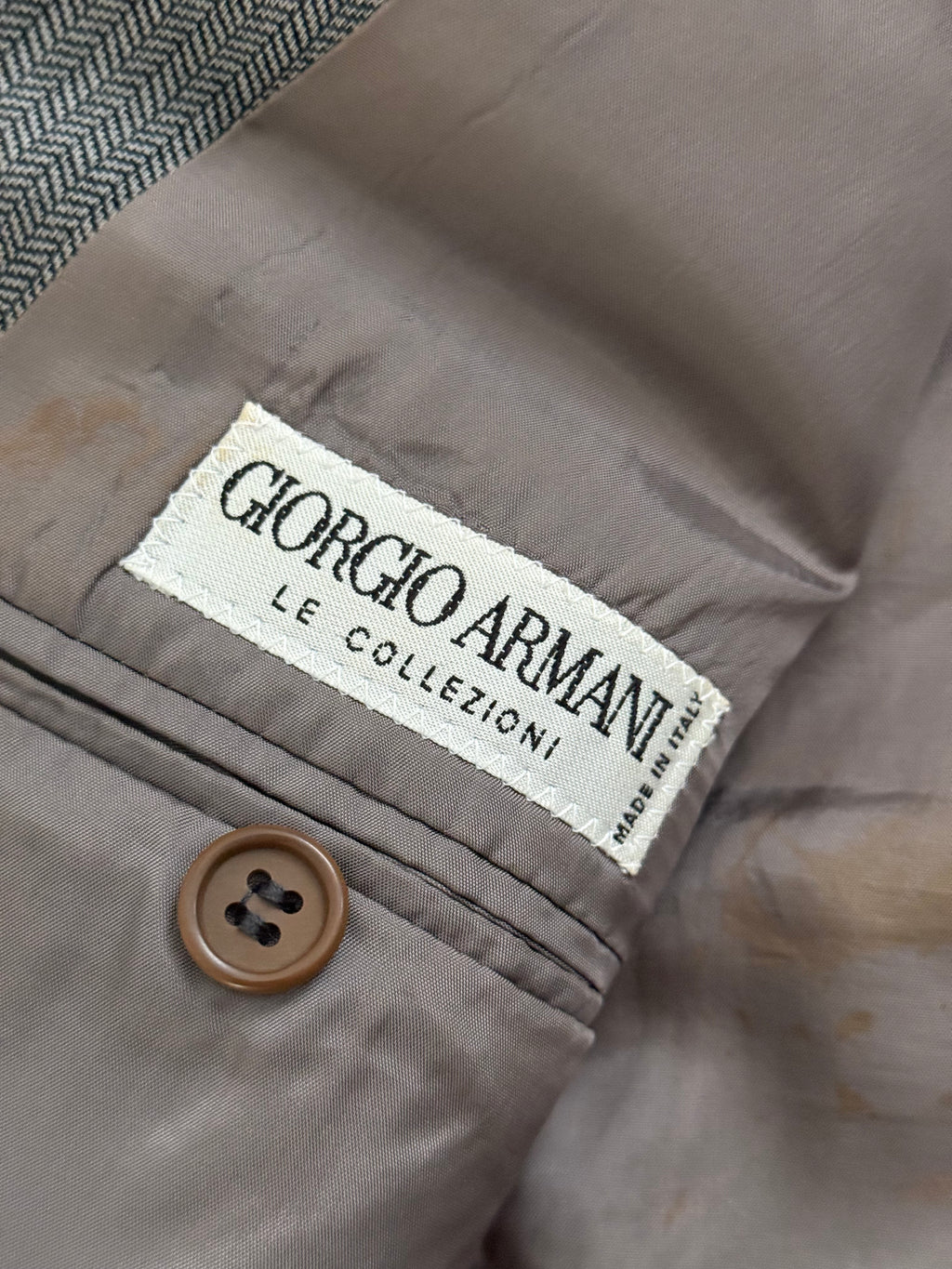 Giorgio Armani 1980s Peaked Lapel Double Breasted Textured Wool Sports Blazer Jacket - Size L