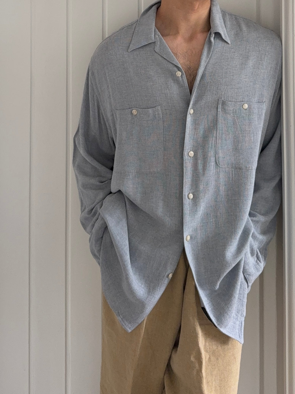 Saks Fifth Avenue 1990s Italian Fabric Relaxed Rayon Shirt - Size M