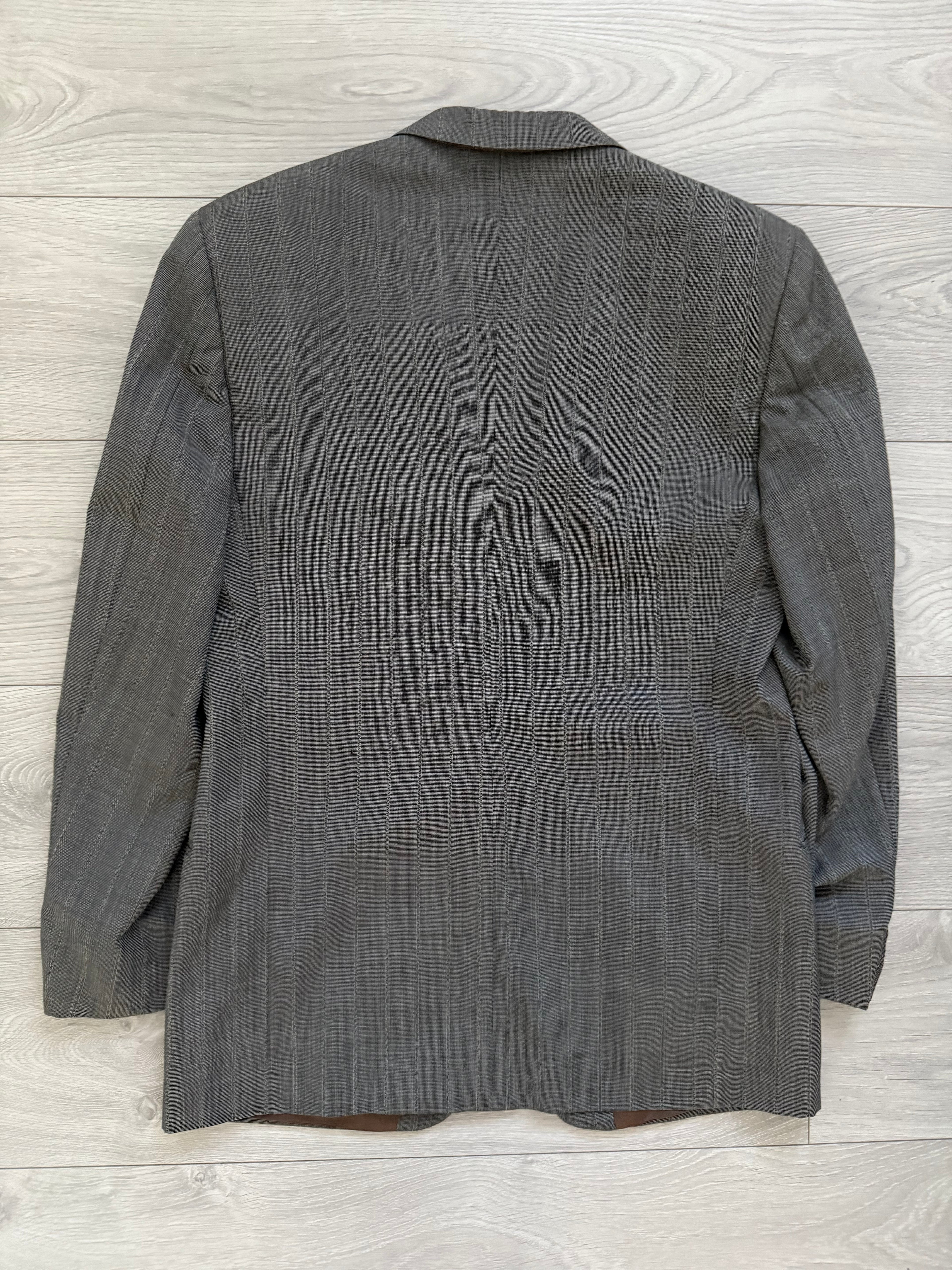 Giorgio Armani Mani 1980s 2B Textured Wool Grey Pleated Suit - Size M Jacket / 32" Waist