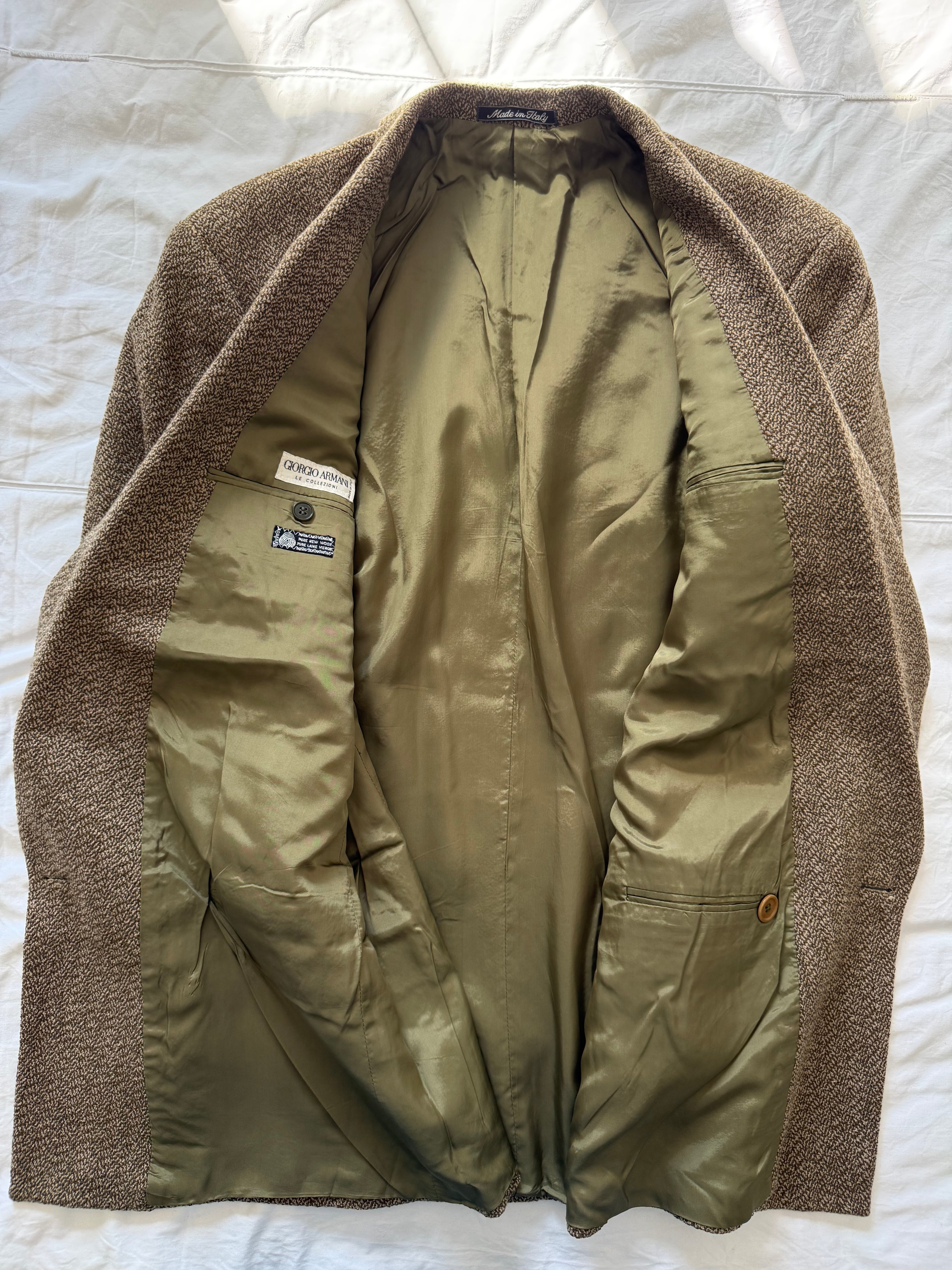 Giorgio Armani 1980s Peaked Lapel Double Breasted Textured Wool Sport Jacket Blazer - Size M