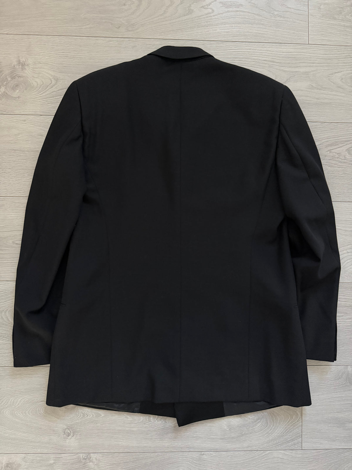 Giorgio Armani 1980s Peaked Lapel Double Breasted Wool Tuxedo Jacket Blazer - Size L