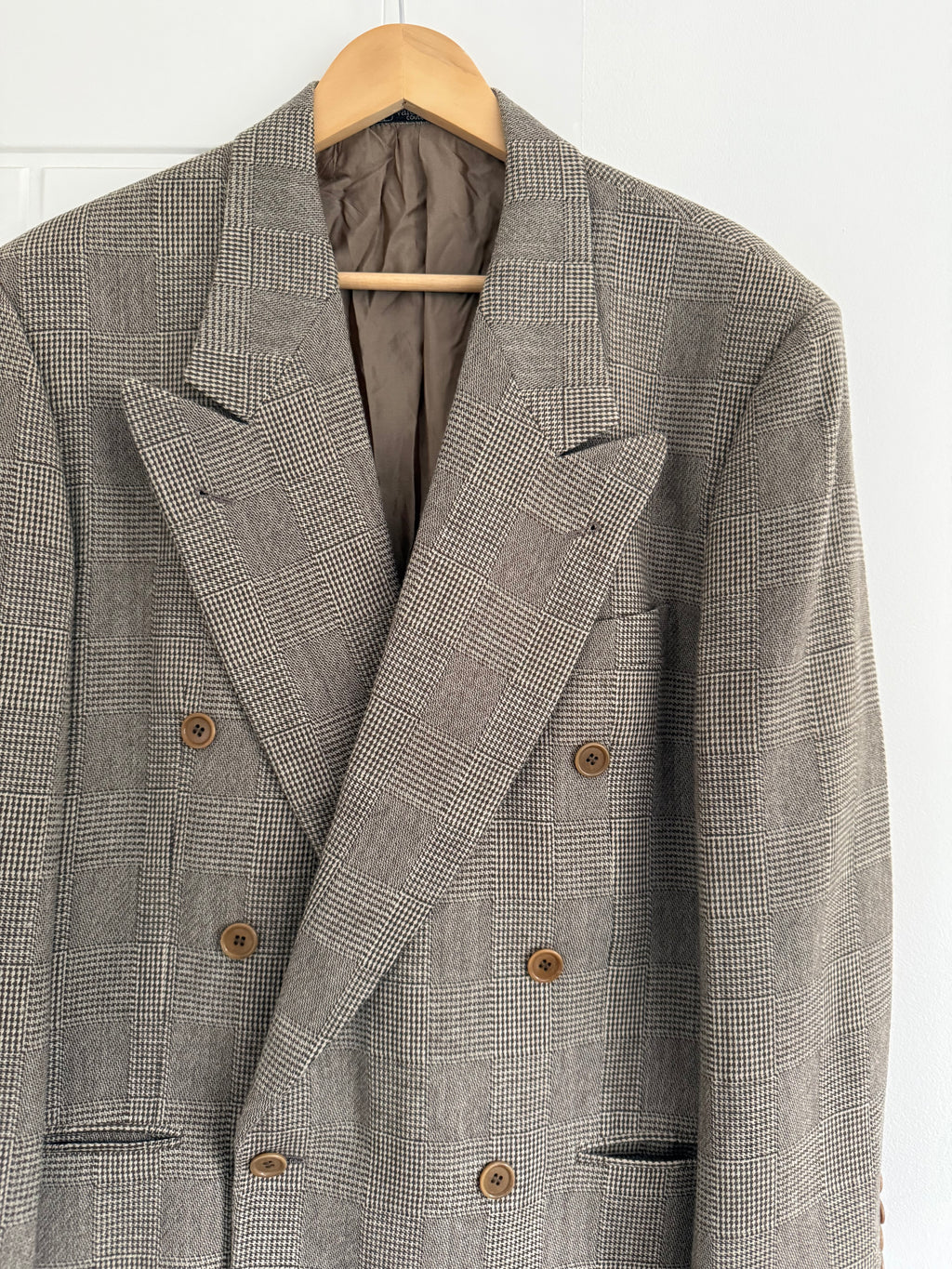 Valentino 1980s Peaked Lapel Double Breasted Textured Wool Sports Blazer Jacket - Size M