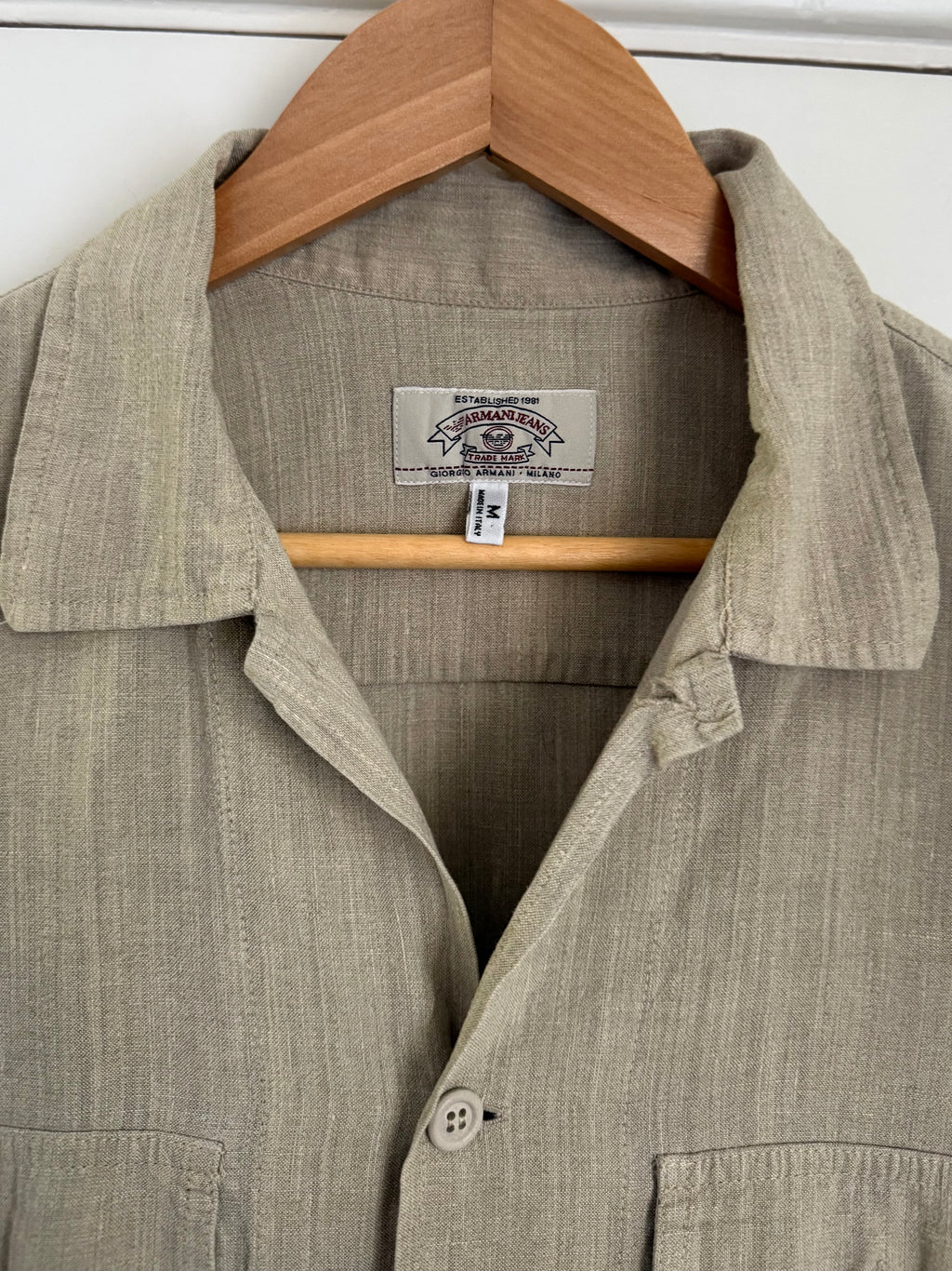 Giorgio Armani Jeans 1990s Linen Blend Draped Shirt - Size M