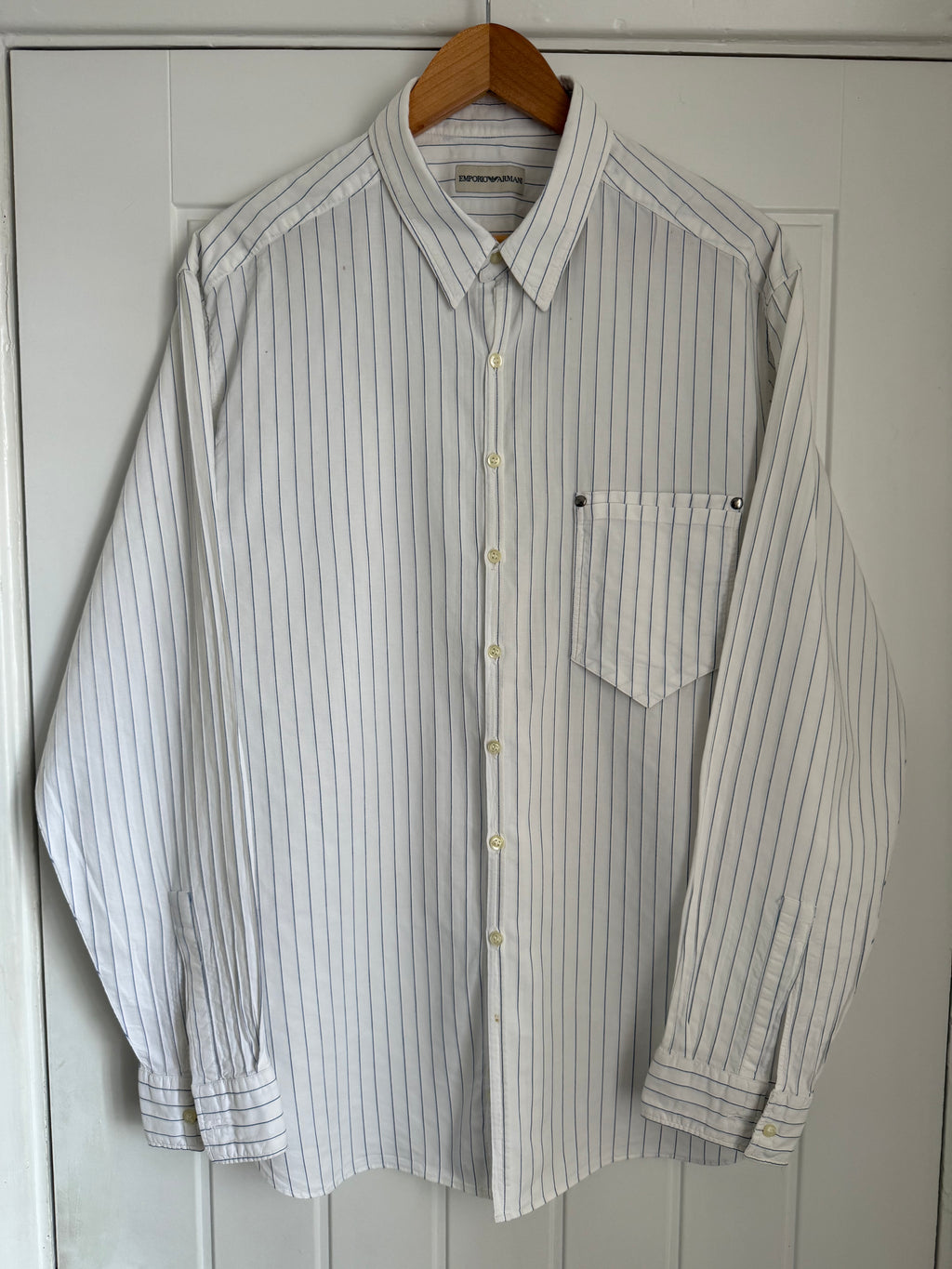 Emporio Armani 1990s Striped Cotton Shirt - Size XL