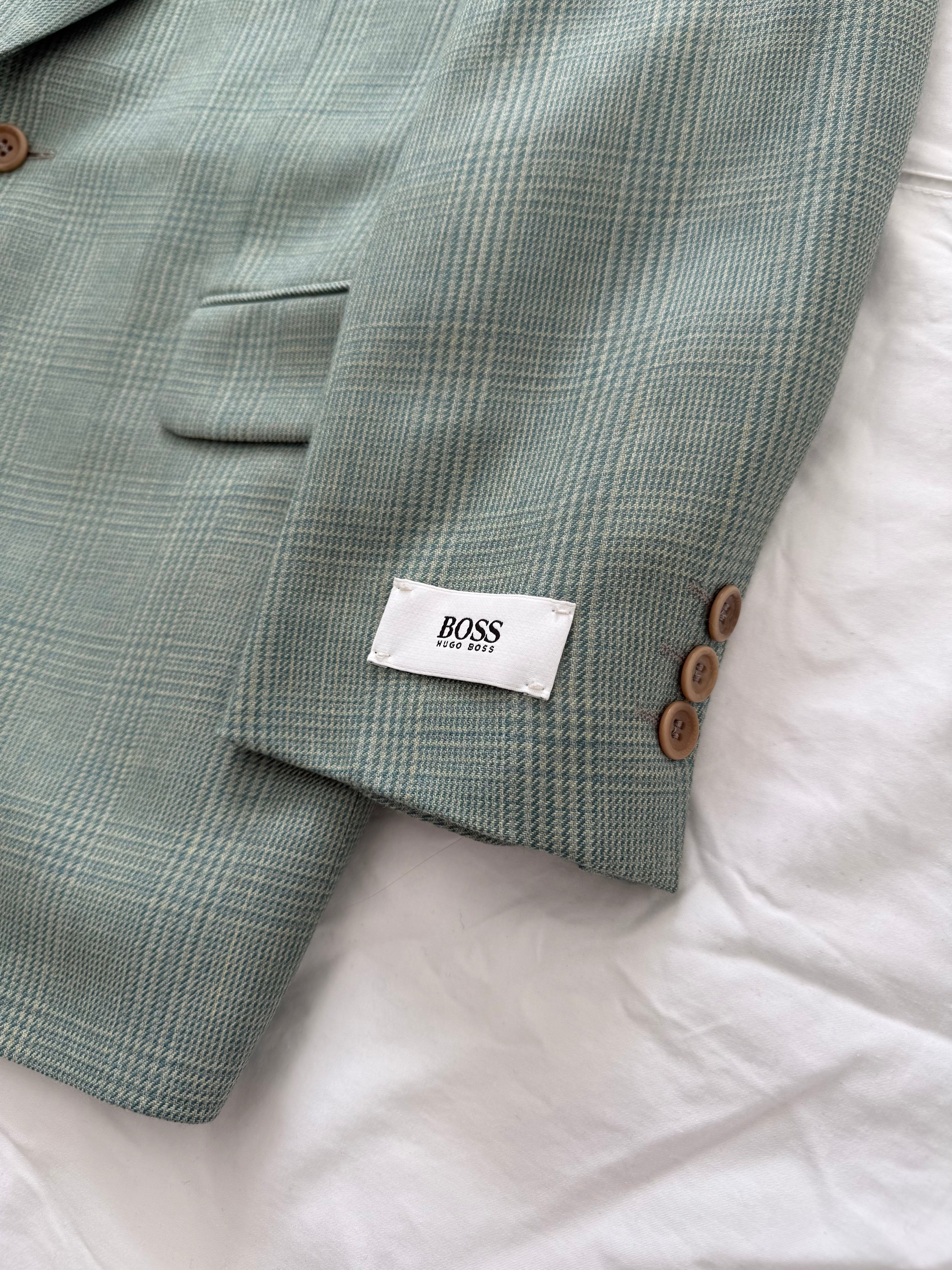 Hugo Boss 1980s 2B Teal Green Wool Sports Blazer Jacket - Size S