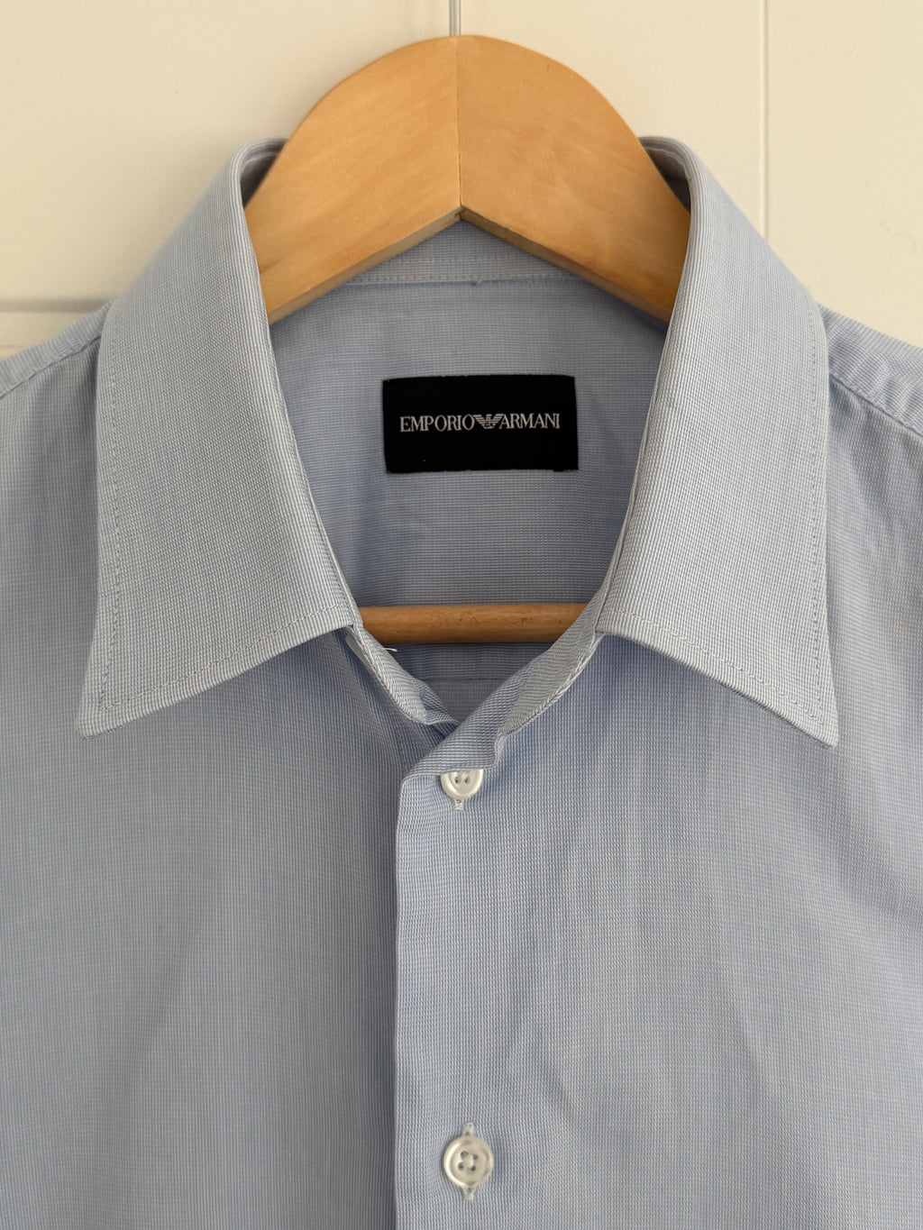 Emporio Armani Blue Cotton Shirt - Size Medium