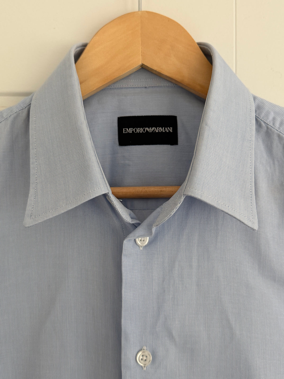 Emporio Armani Blue Cotton Shirt - Size Medium