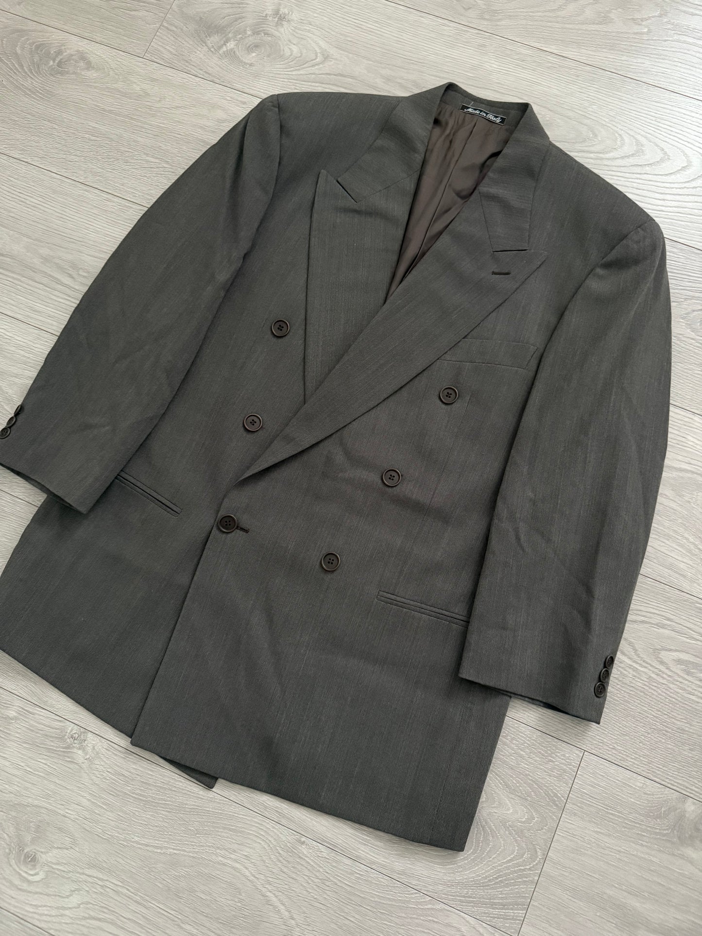 Giorgio Armani 1990s Double Breasted Triple Pleat Wool Suit - Size M Jacket / 32" Waist