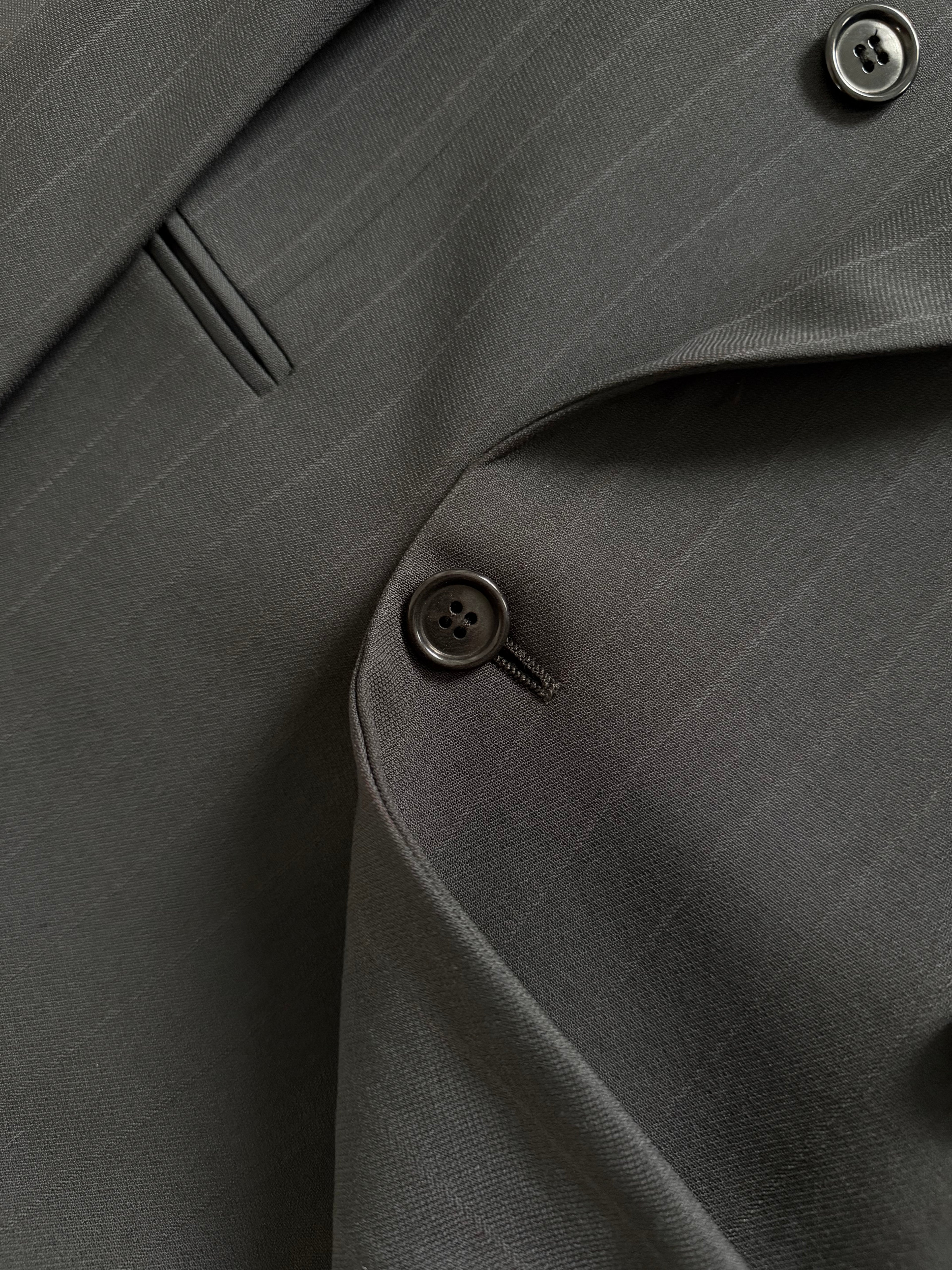 Valentino 1980s Peaked Lapel Double Breasted Grey Sport Jacket Blazer - Size L