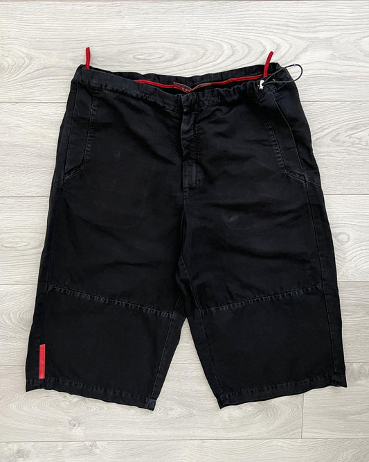Prada Sport 1999 Cinch Waist Red Tab Long Shorts - Size 32 to 36
