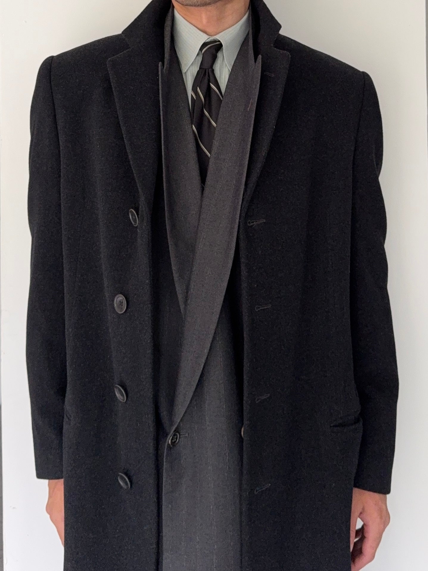 Armani 1990s Charcoal Grey Wool Over Coat - Size M – NDWC0 Shop