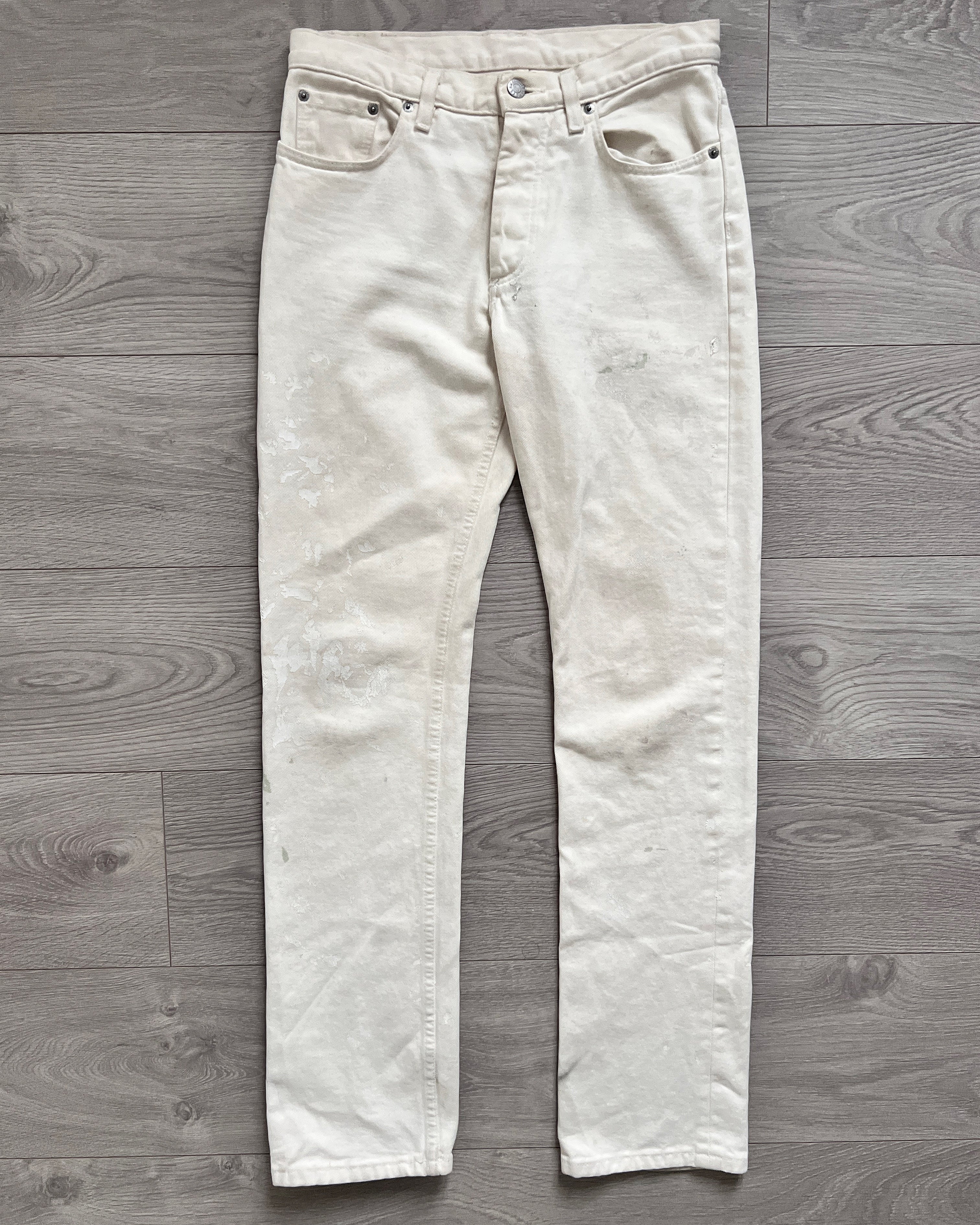 Helmut Lang 1998 Cream Painter Denim Jeans - Size 28 – NDWC0 Shop