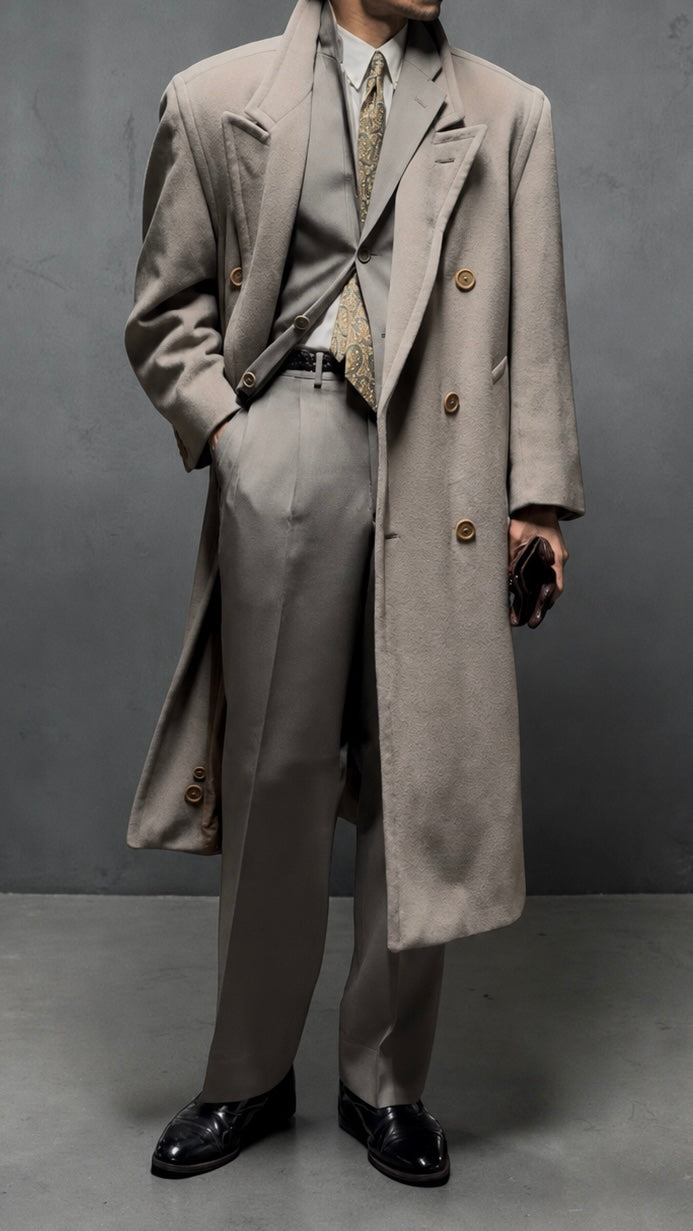 Hugo Boss 1980s 'Yamaha' Double-Breasted Wool Coat - Size M