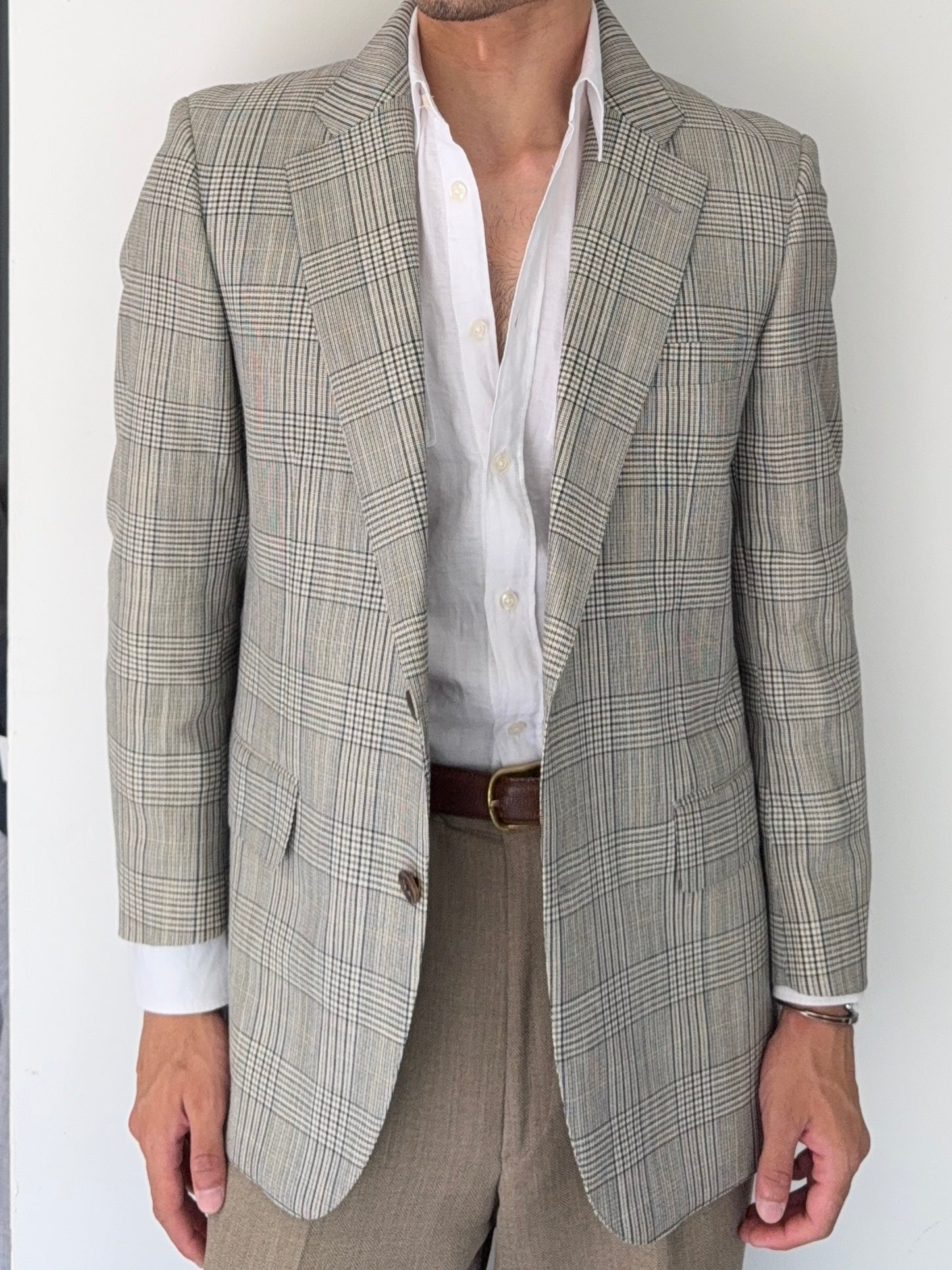 Burberry 1990s 2B Wool Grey Lightweight Partially Lined Sports Jacket Blazer - Size S
