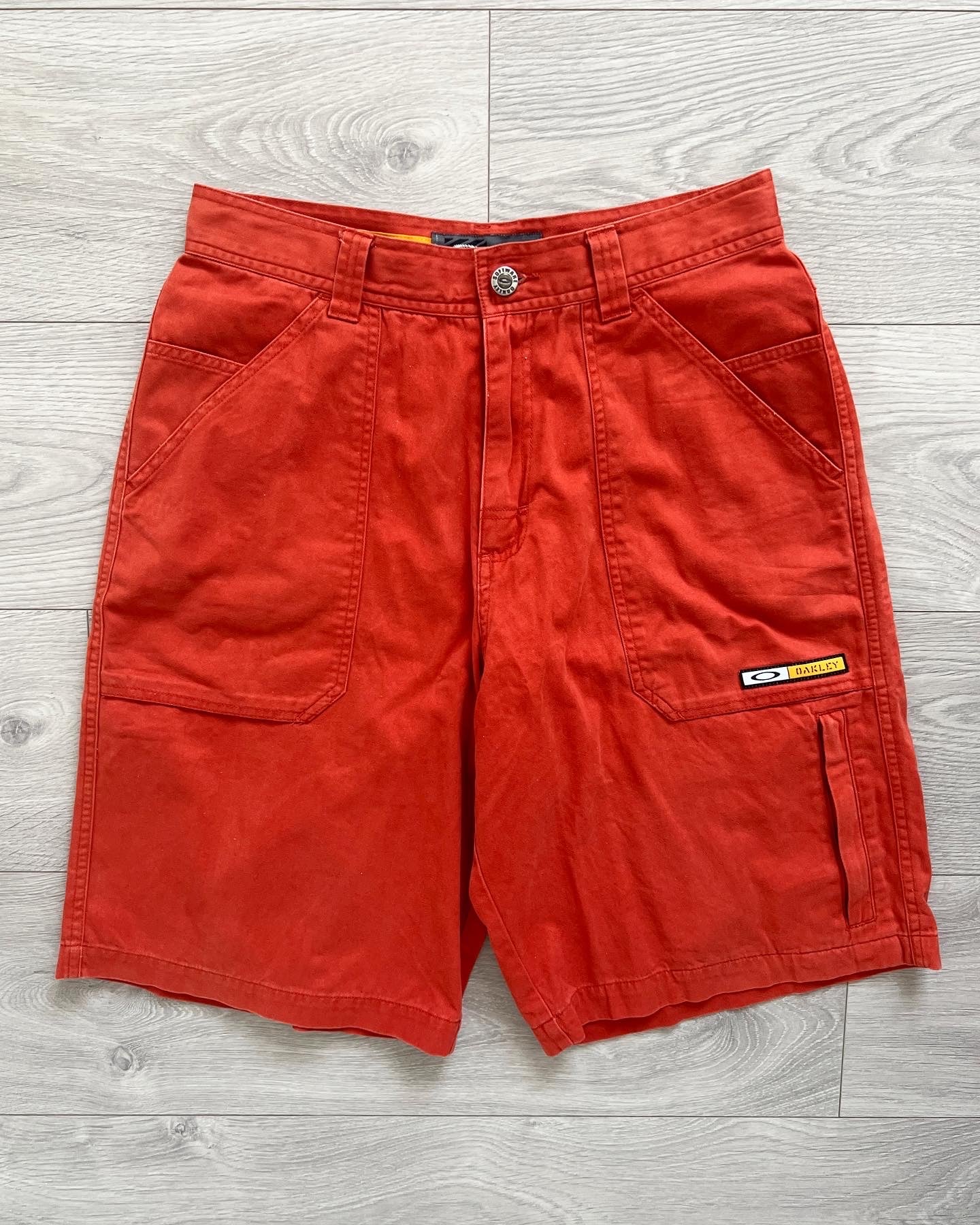 Oakley 2000s 8-Pocket Technical Rust Orange Shorts - Size 30
