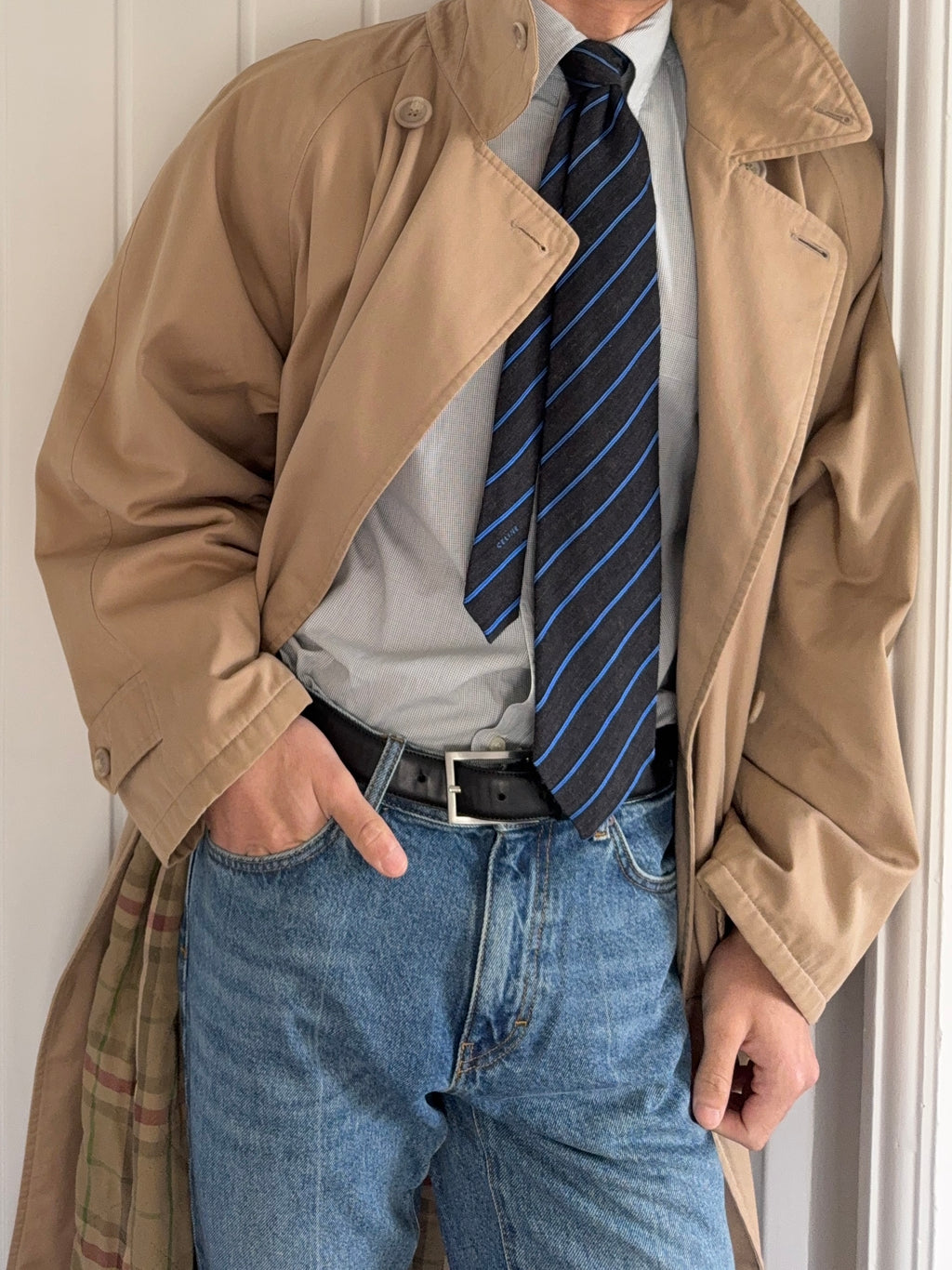 Celine 1990s Wool Silk Tie