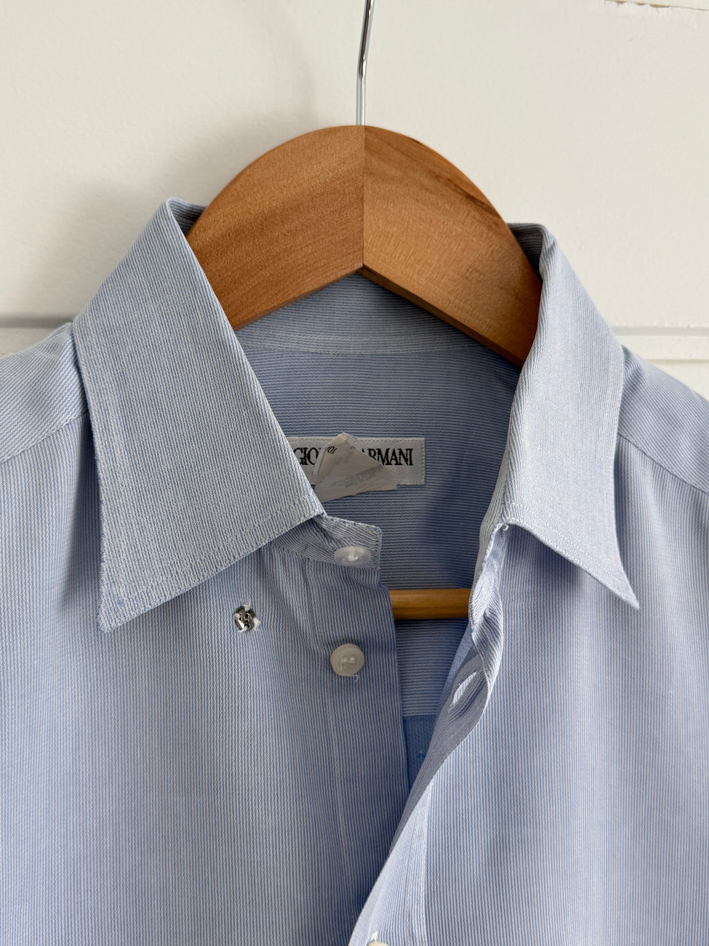 Giorgio Armani 1980s Blue Cotton Shirt - Size M