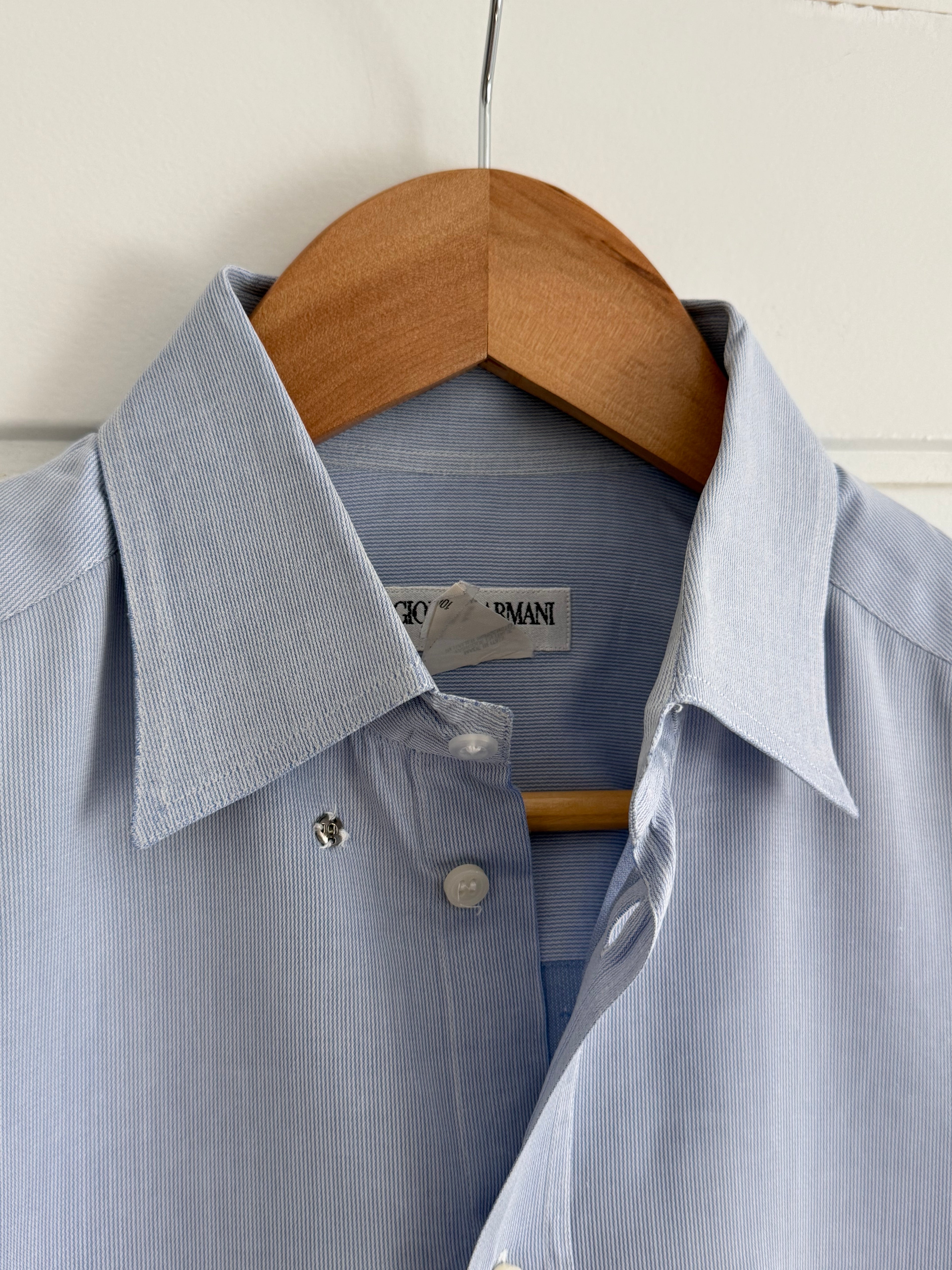 Giorgio Armani 1980s Blue Cotton Shirt - Size M