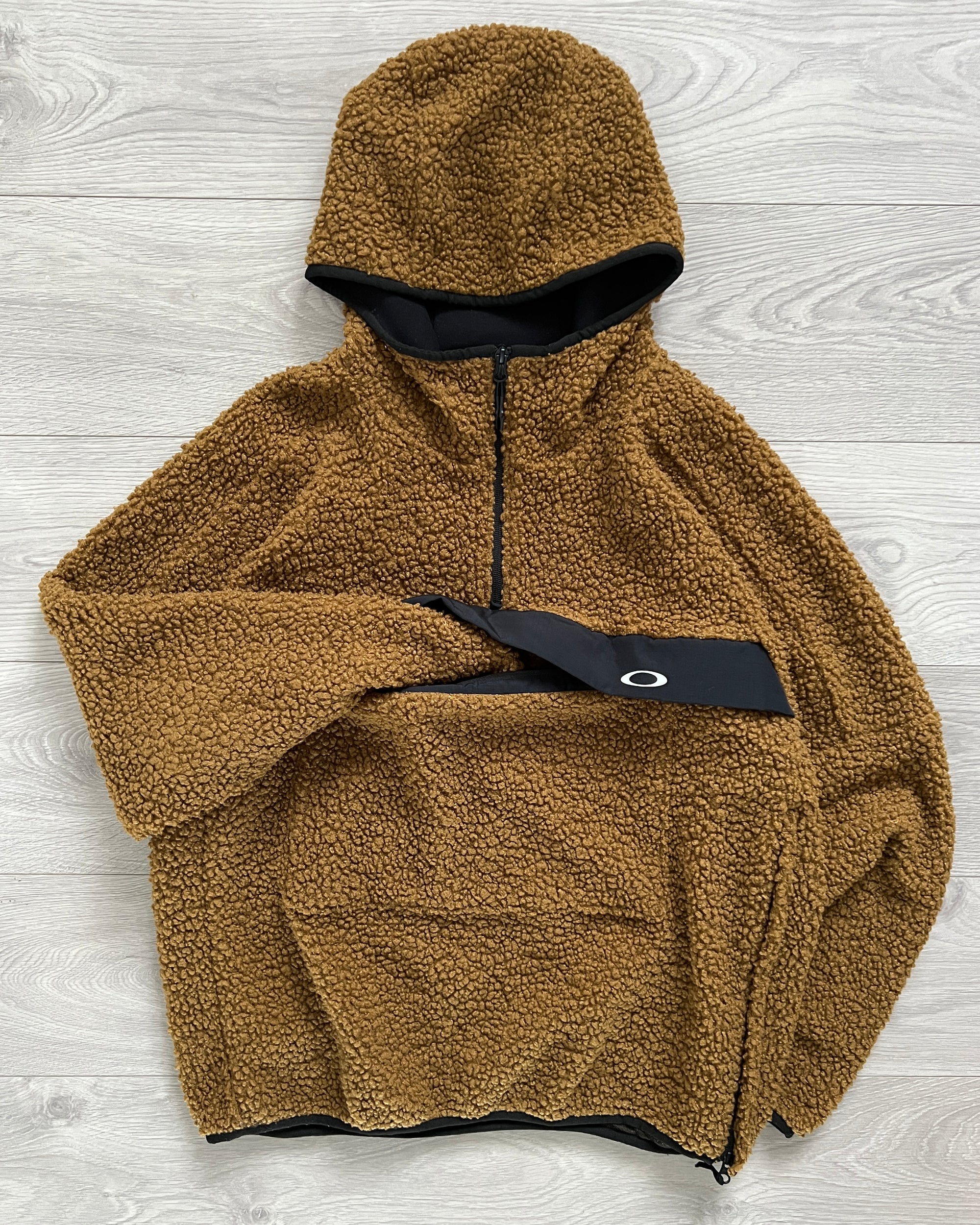 Oakley 1/4 Zip Brown Technical Boa Fleece Anorak - Size L