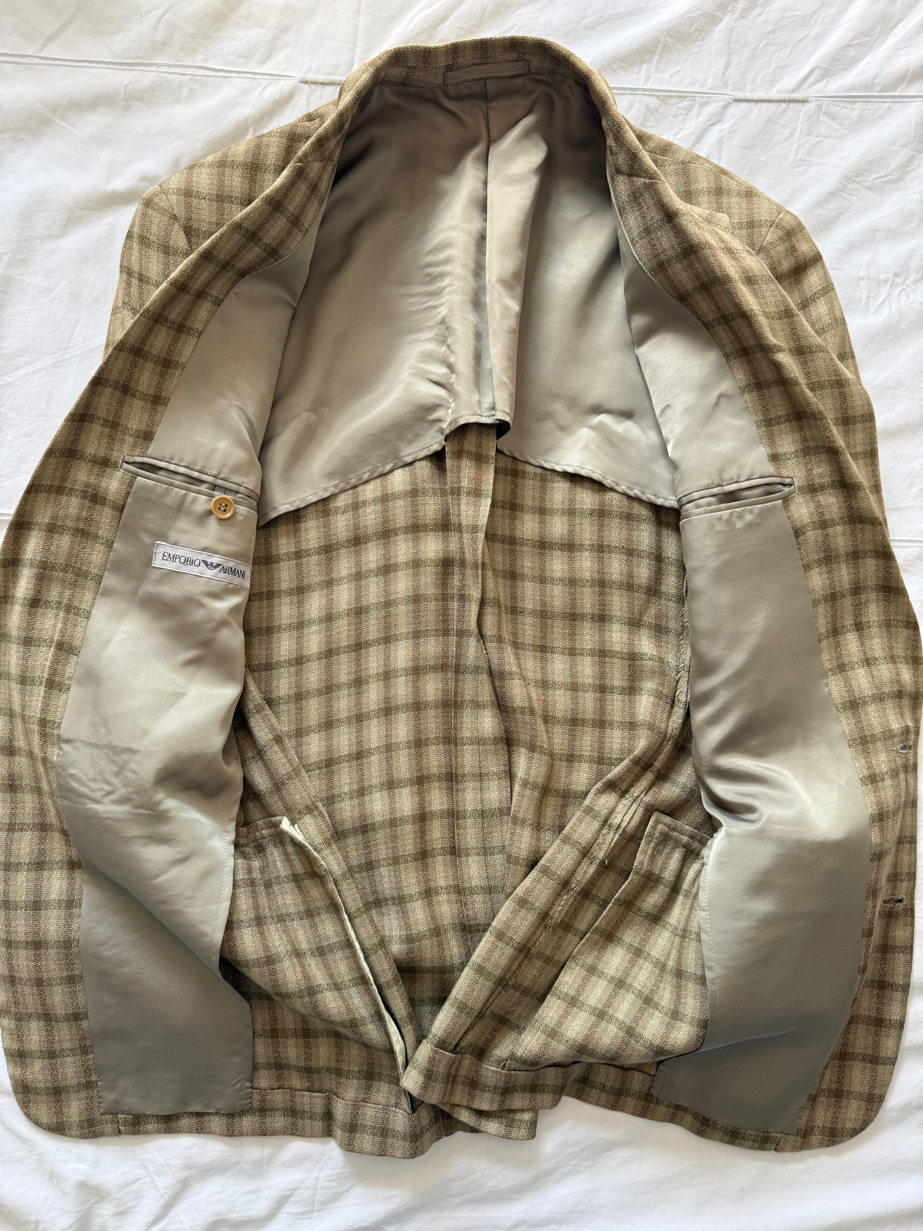 Emporio Armani 1980s 2B Textured Linen Silk Wool Lightweight Sport Jacket Blazer  - Size S