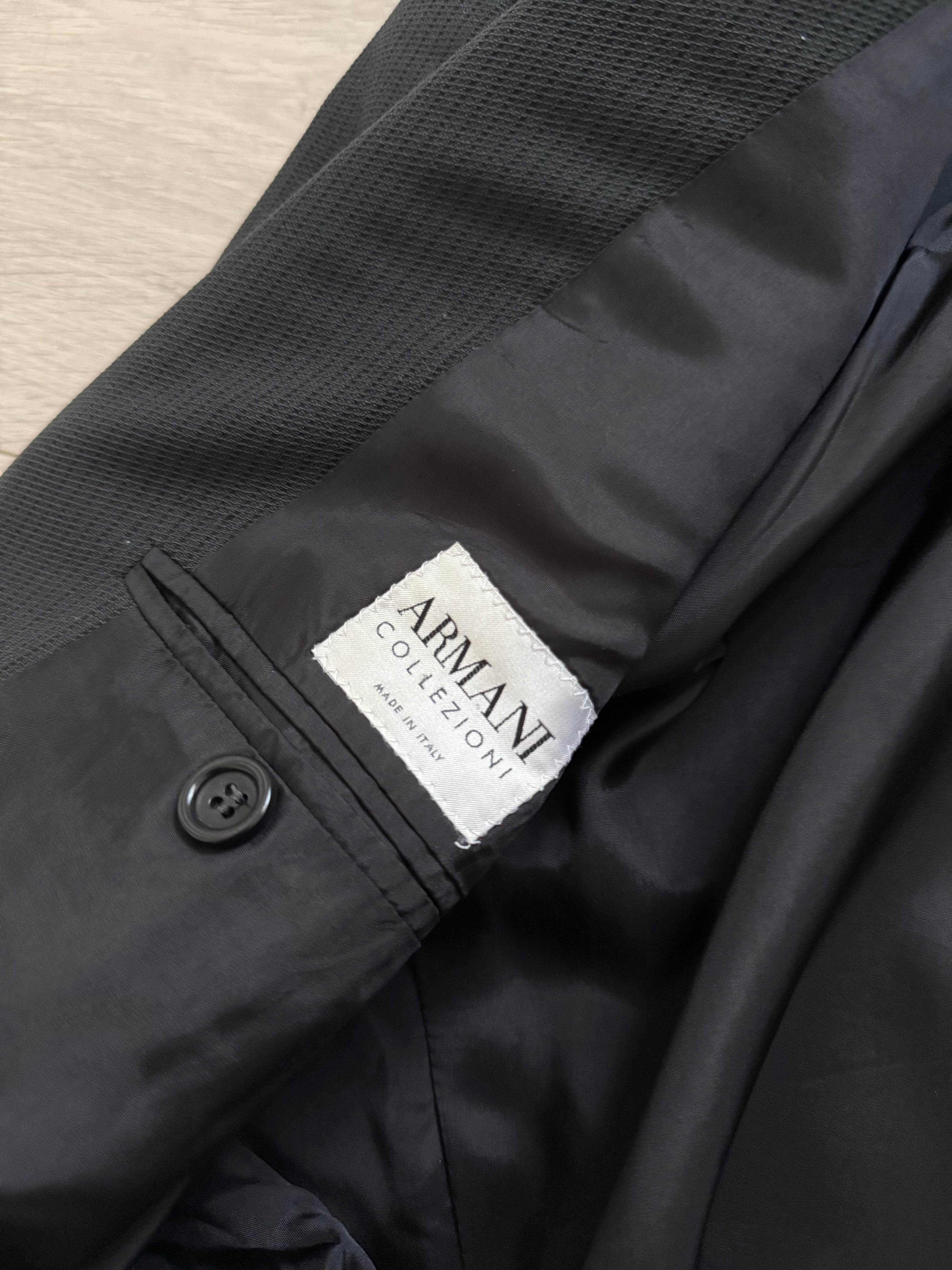 Armani 1990s 3B Draped Woven Wool Pleated Suit - Size L Jacket / 34" Waist