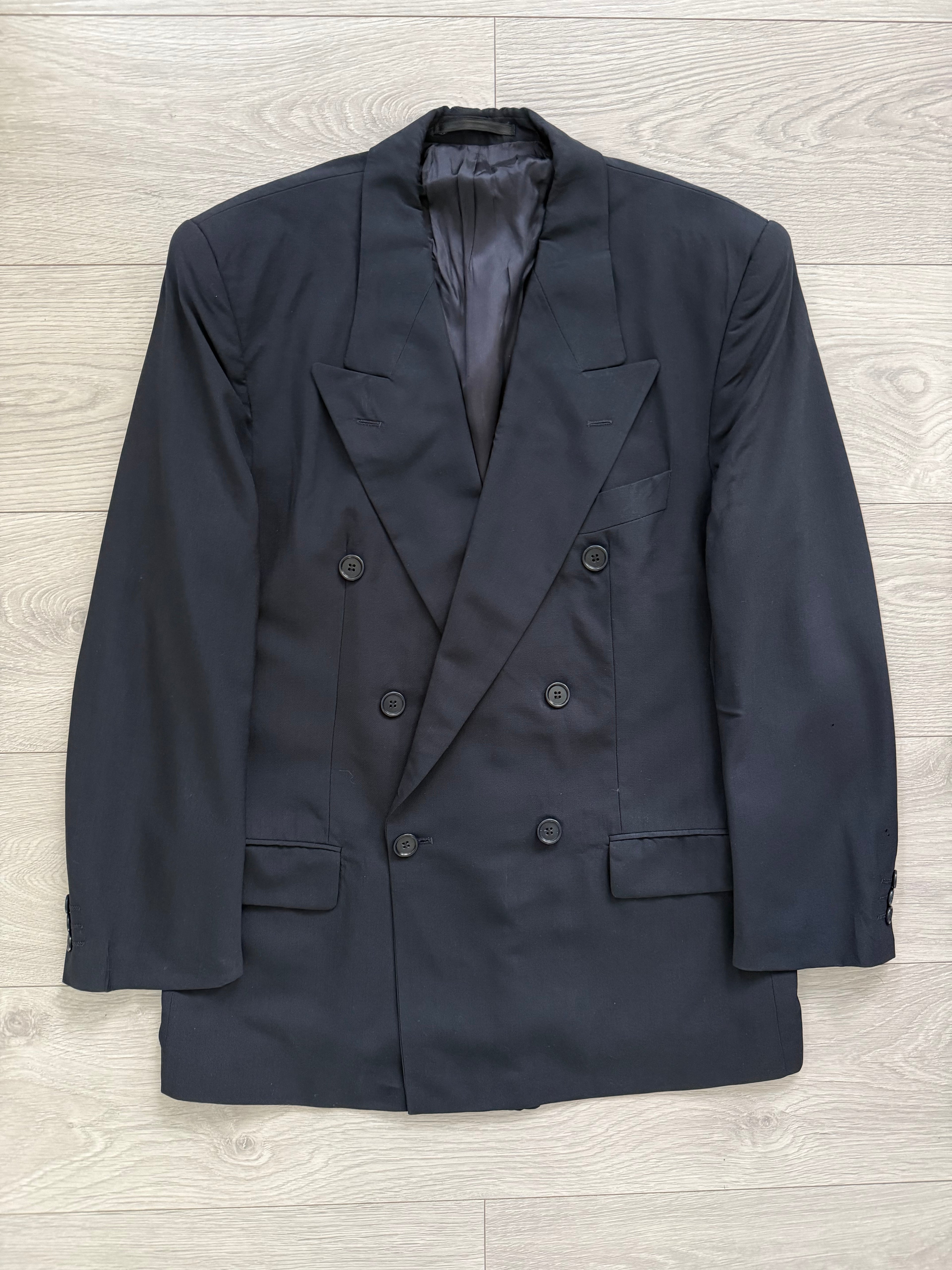 Hugo Boss 1980s 'Mitford' Double Breasted Peaked Lapel Sports Jacket Blazer Navy - Size S