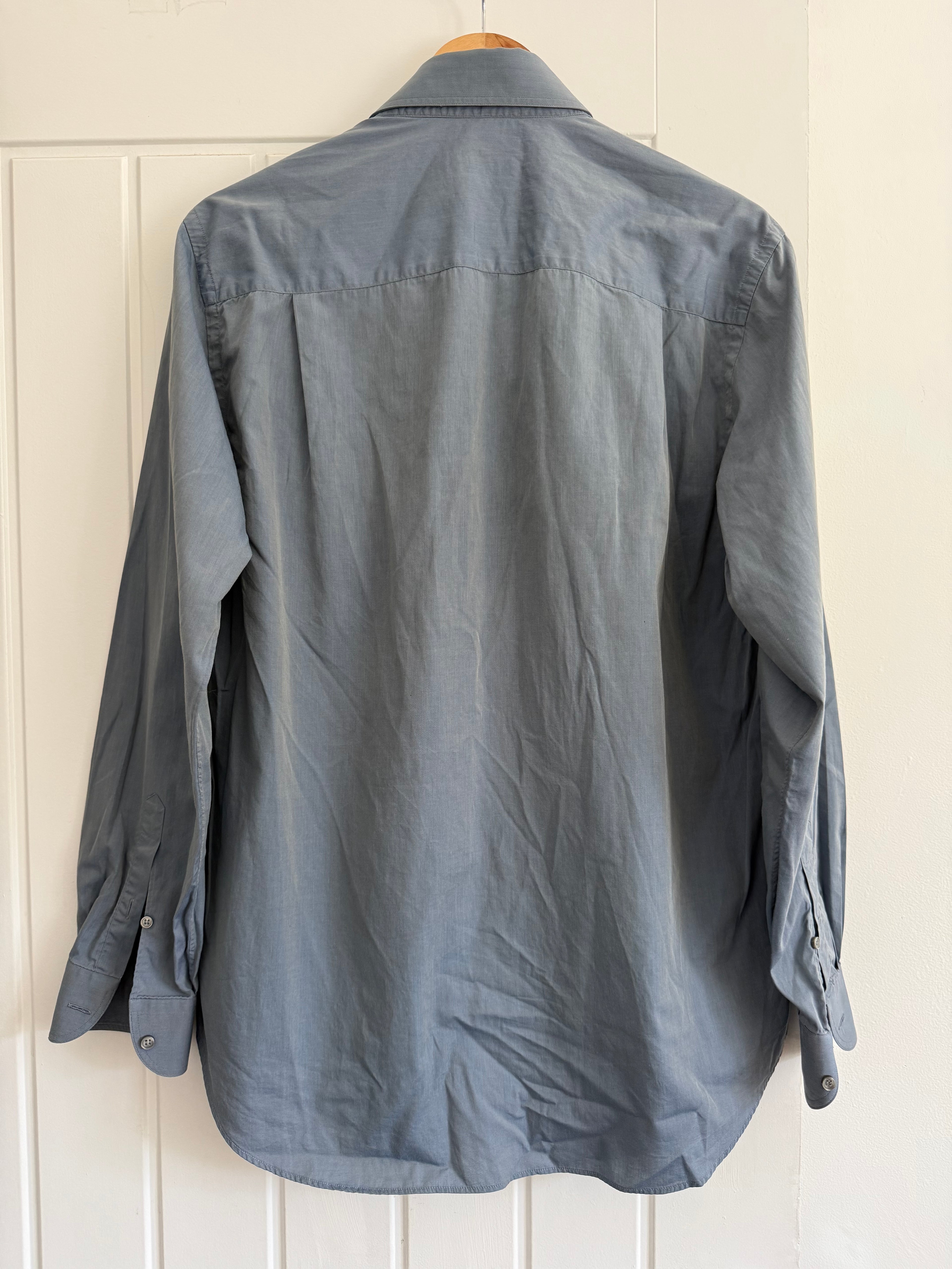 Giorgio Armani 1980s Blue Cotton Shirt - Size M