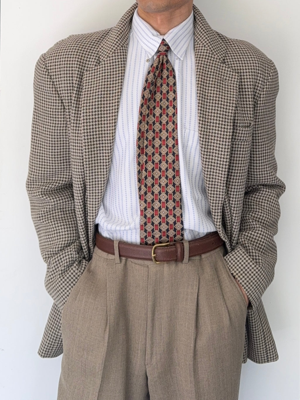 Emporio Armani 1994 Houndstooth 2B Wool Sports Jacket Blazer - Size XL