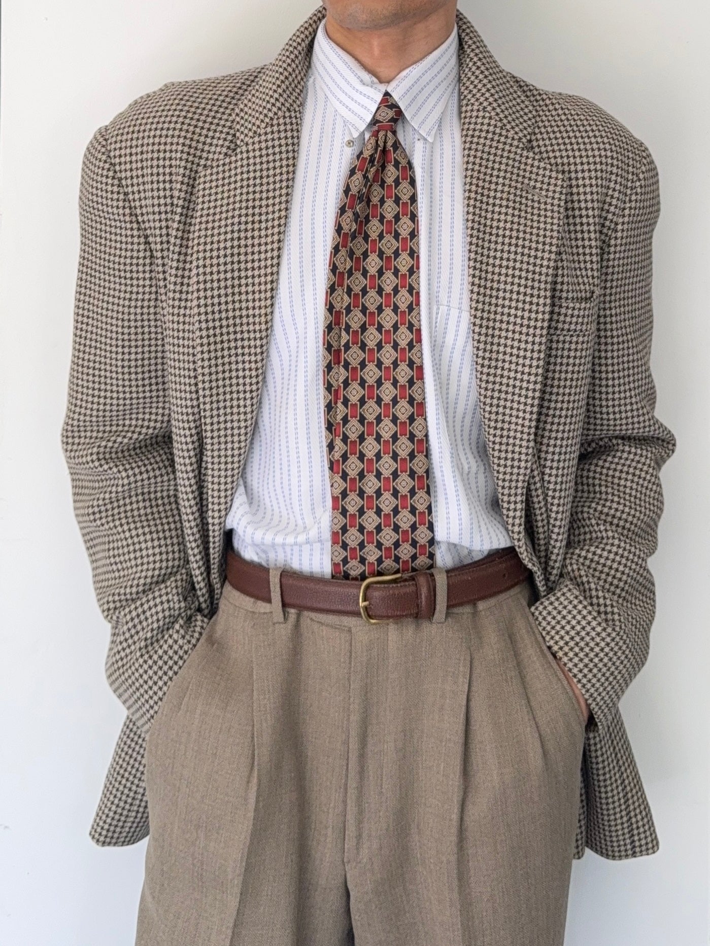 Emporio Armani 1994 Houndstooth 2B Wool Sports Jacket Blazer - Size XL
