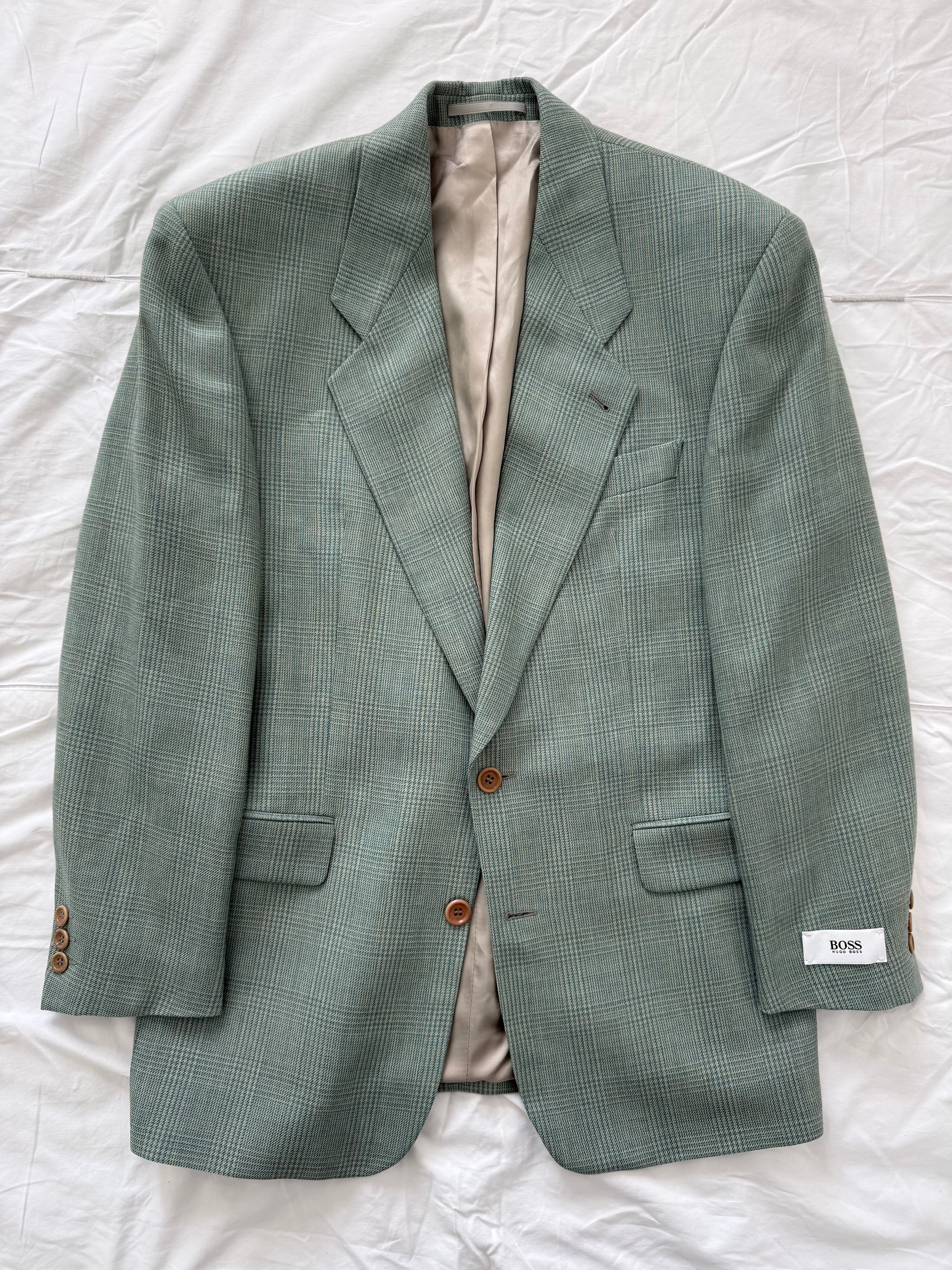 Hugo Boss 1980s 2B Teal Green Wool Sports Blazer Jacket - Size S
