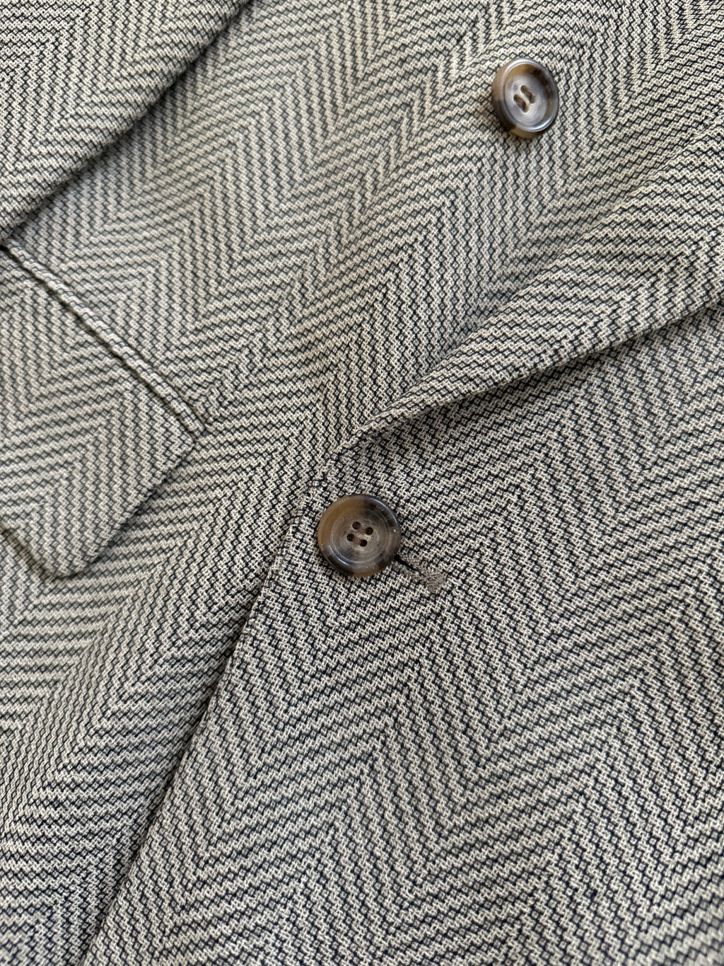 Hugo Boss 1980s 'Zeus' Peaked Lapel Double Breasted Herringbone Wool Sports Blazer Jacket - Size L