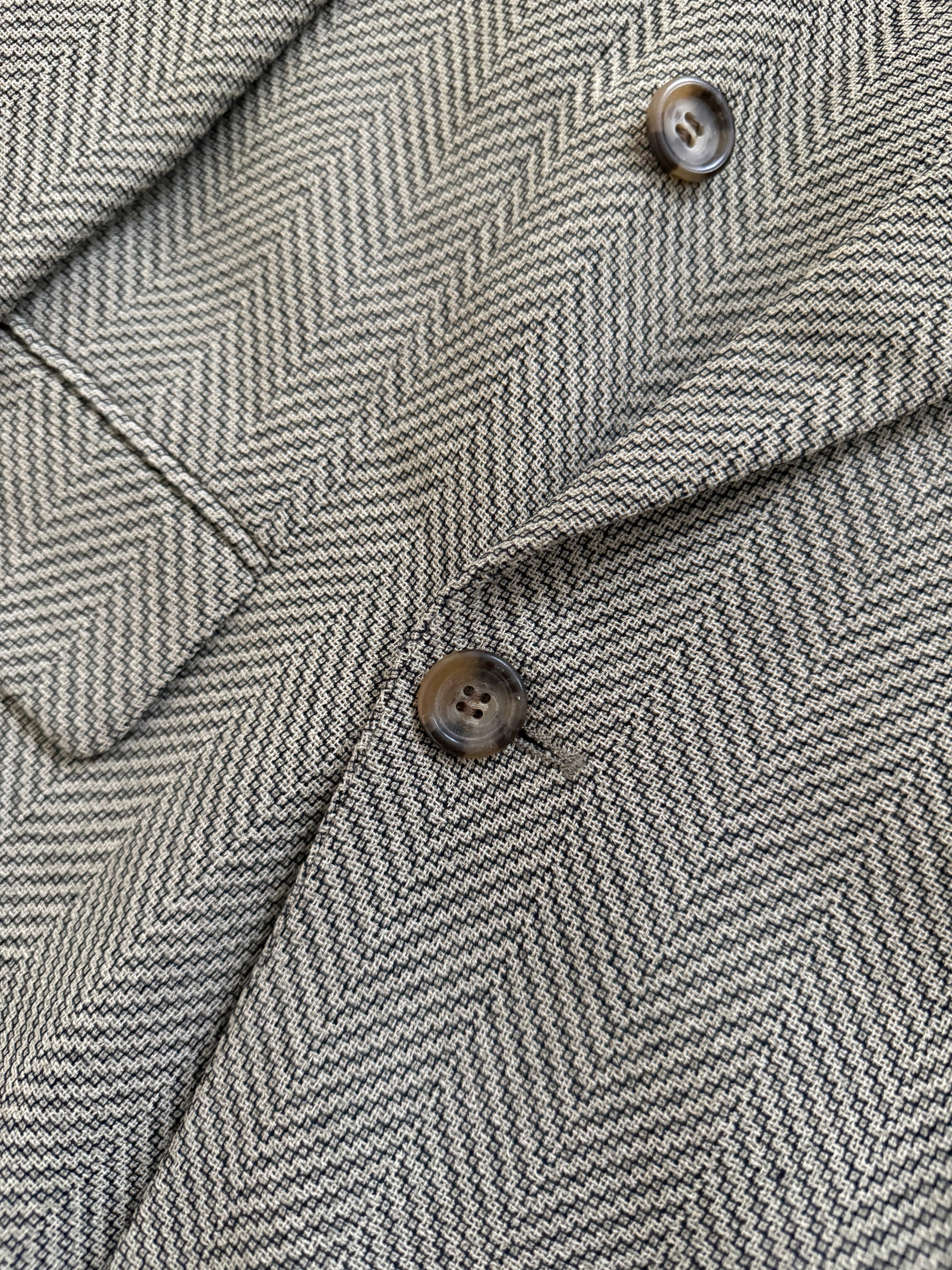 Hugo Boss 1980s 'Zeus' Peaked Lapel Double Breasted Herringbone Wool Sports Blazer Jacket - Size L